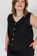 Load image into Gallery viewer, The Harmony Reversible Top in Black Linen