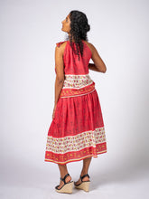 Load image into Gallery viewer, Bright Pink Warli-inspired Tie-Neck Halter Top - XS