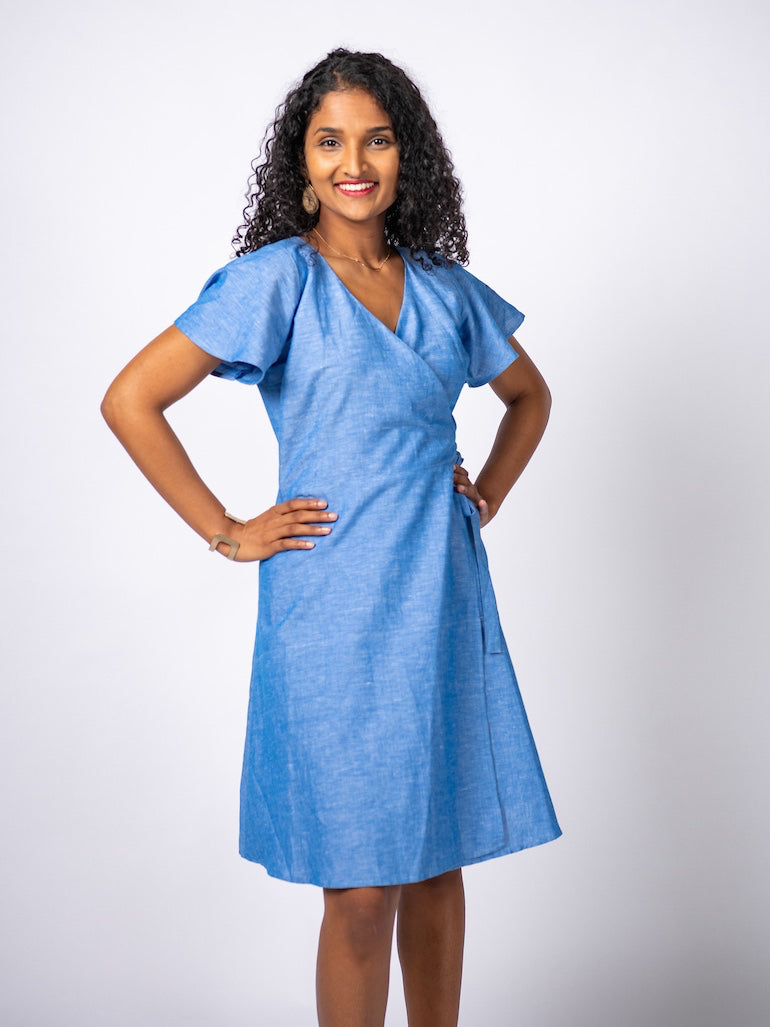The Wrap Dress - Swahlee True blue | Cotton linen / L The Wrap Dress - Swahlee True blue | Cotton linen / L