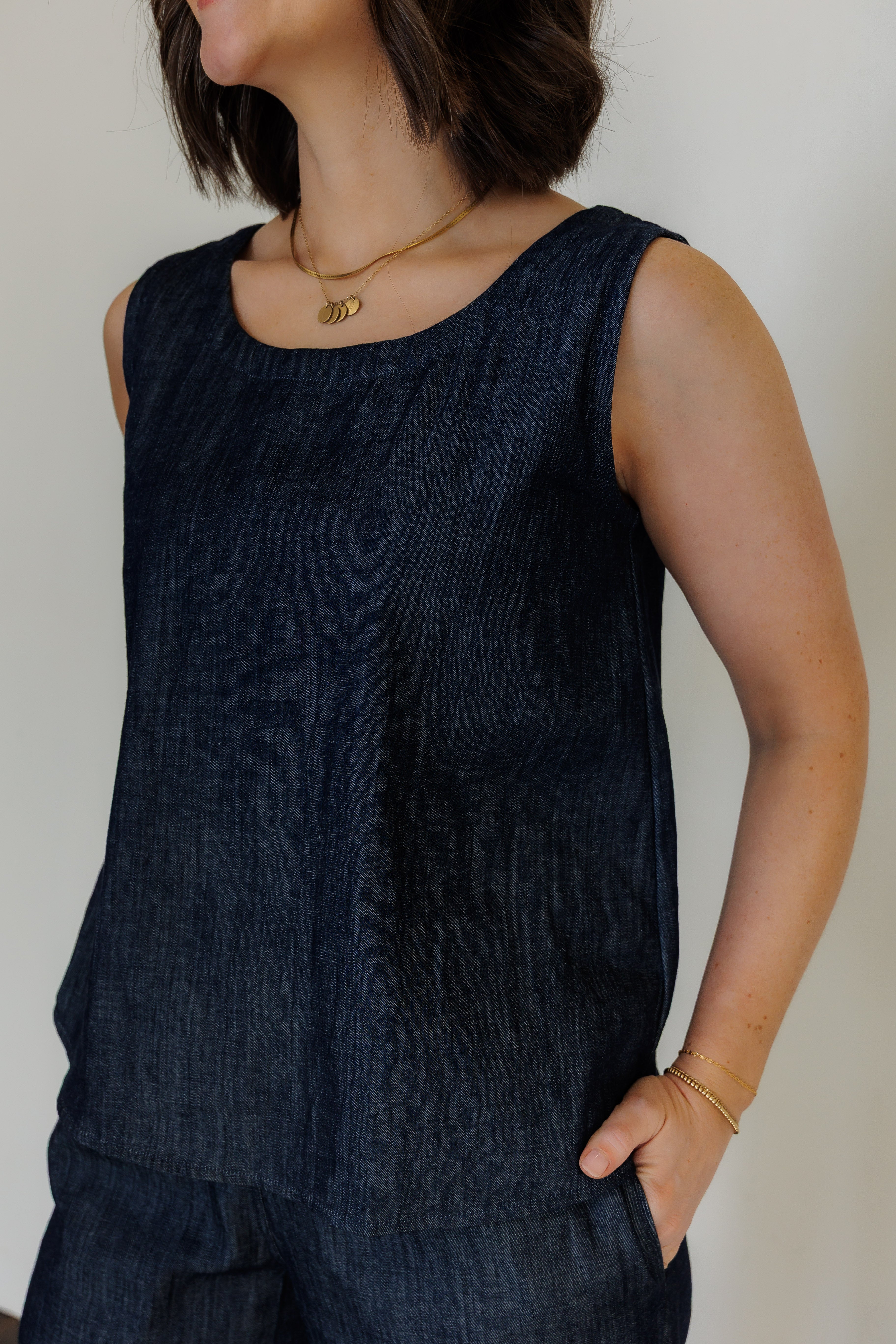 The Harmony Reversible Top in Denim