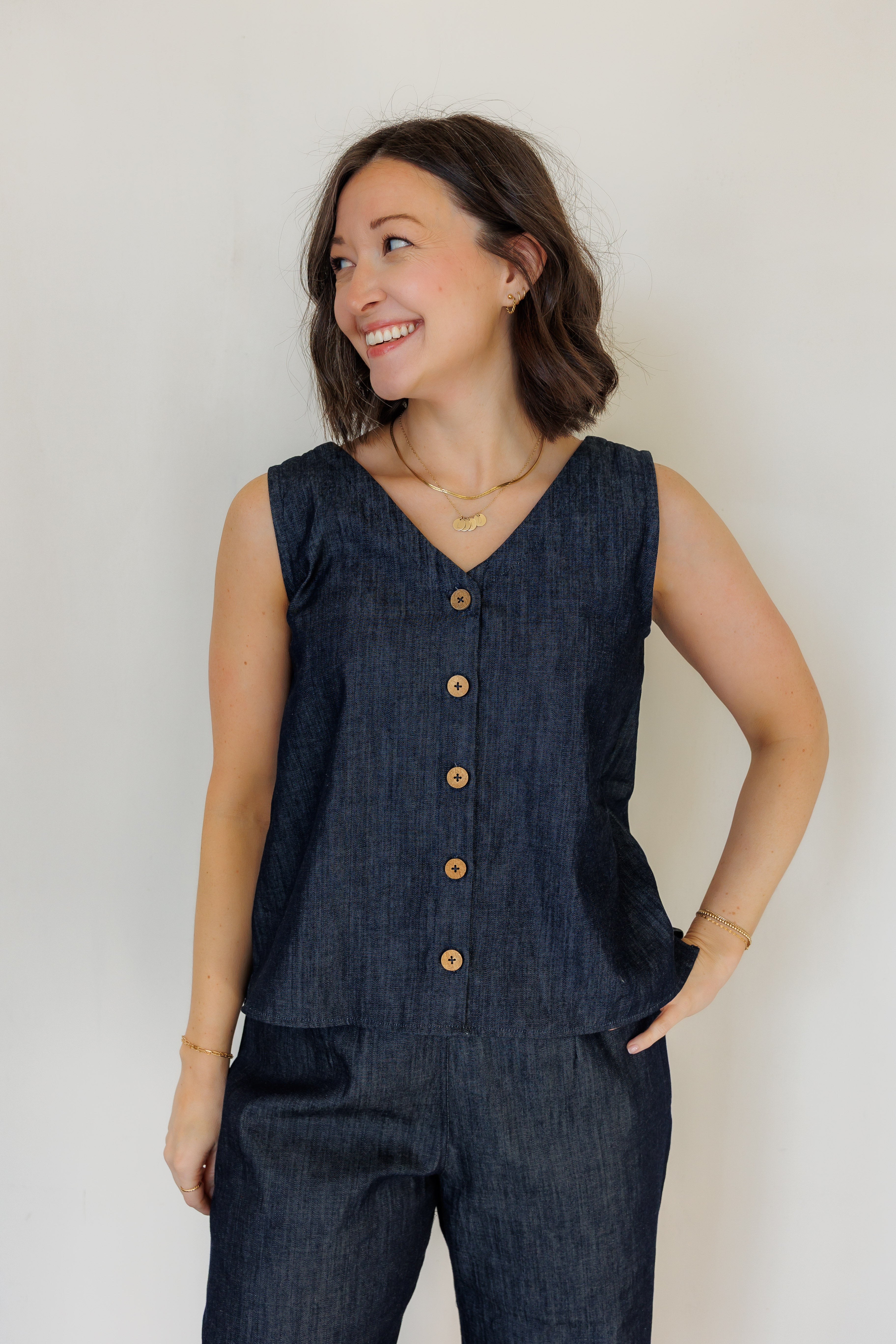 The Harmony Reversible Top in Denim