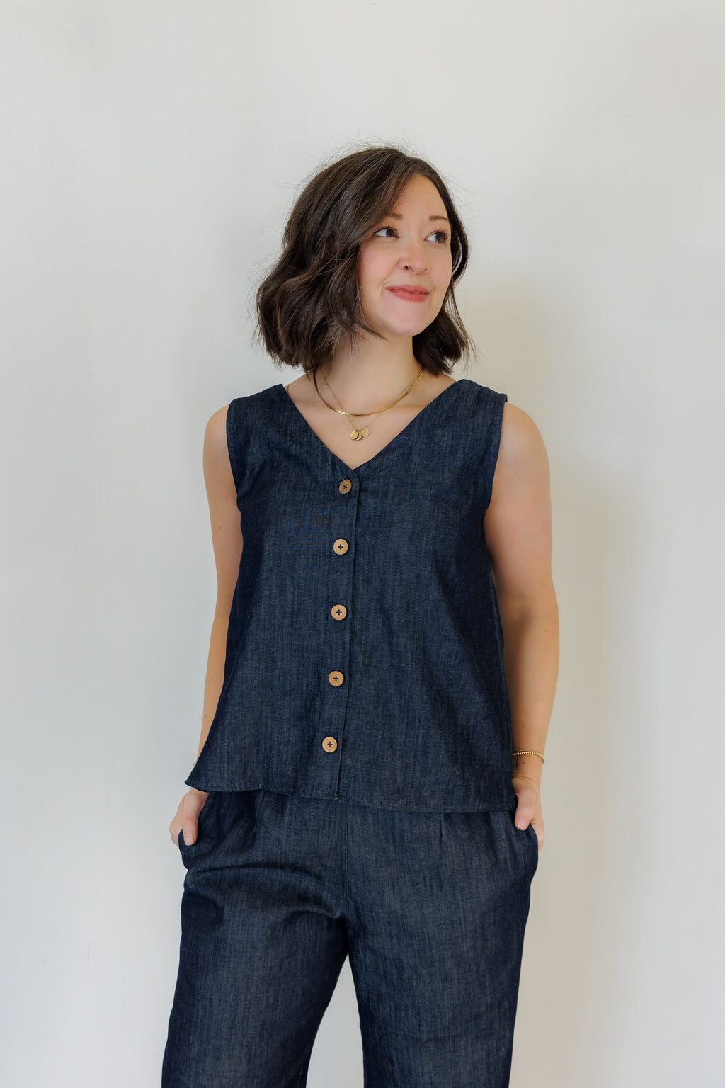 The Harmony Reversible Top in Denim