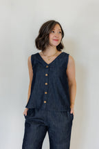The Harmony Reversible Top in Denim
