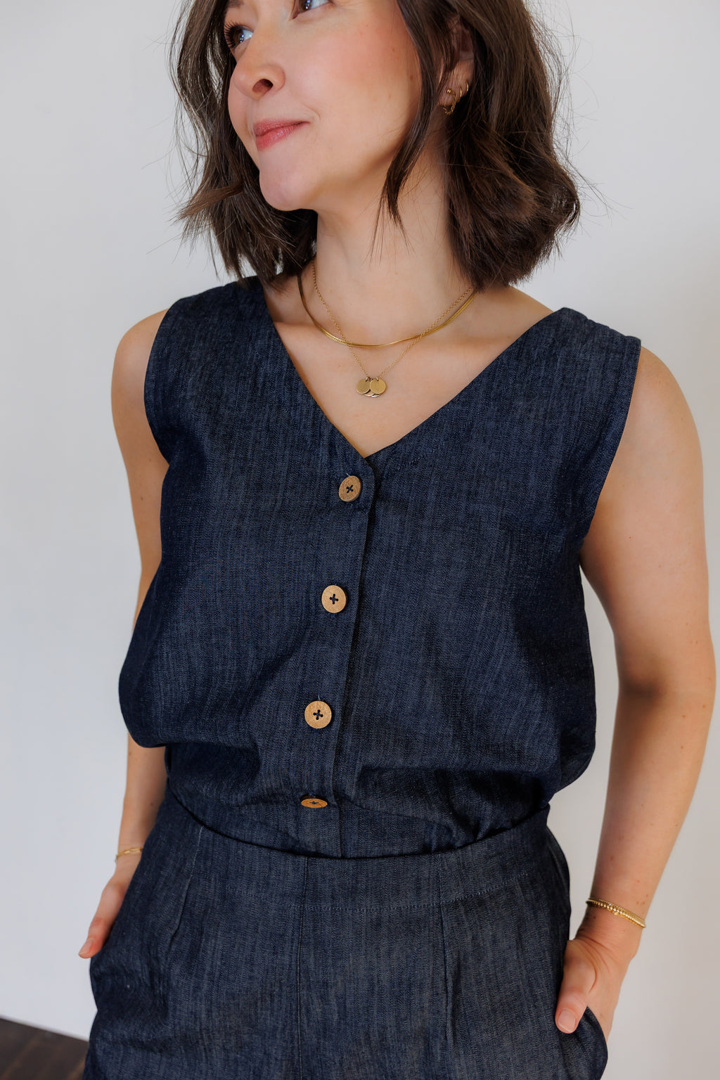 The Harmony Reversible Top in Denim