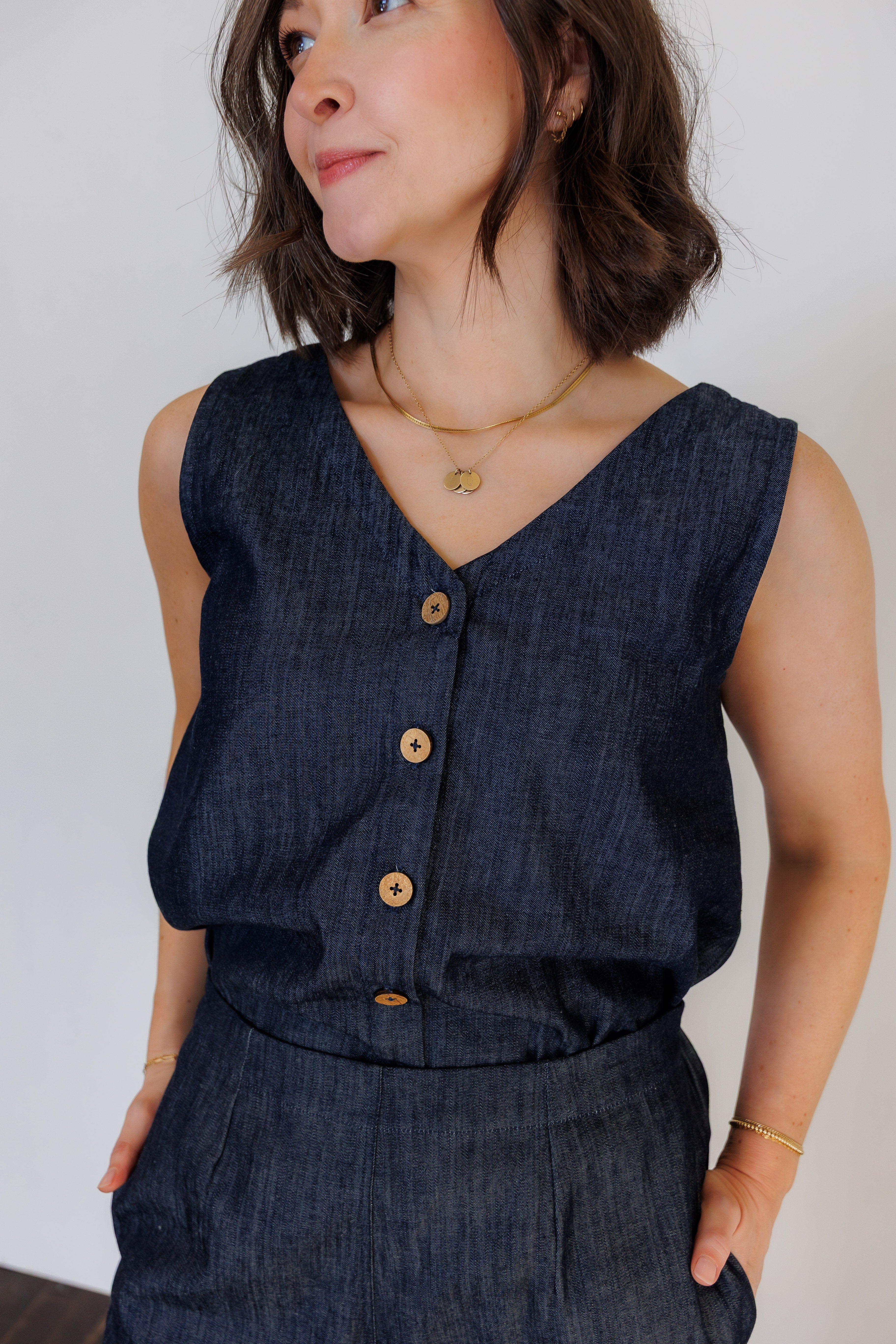The Harmony Reversible Top in Denim
