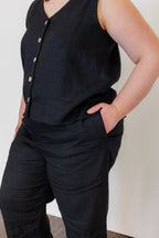 The Harmony Trousers in Black Linen