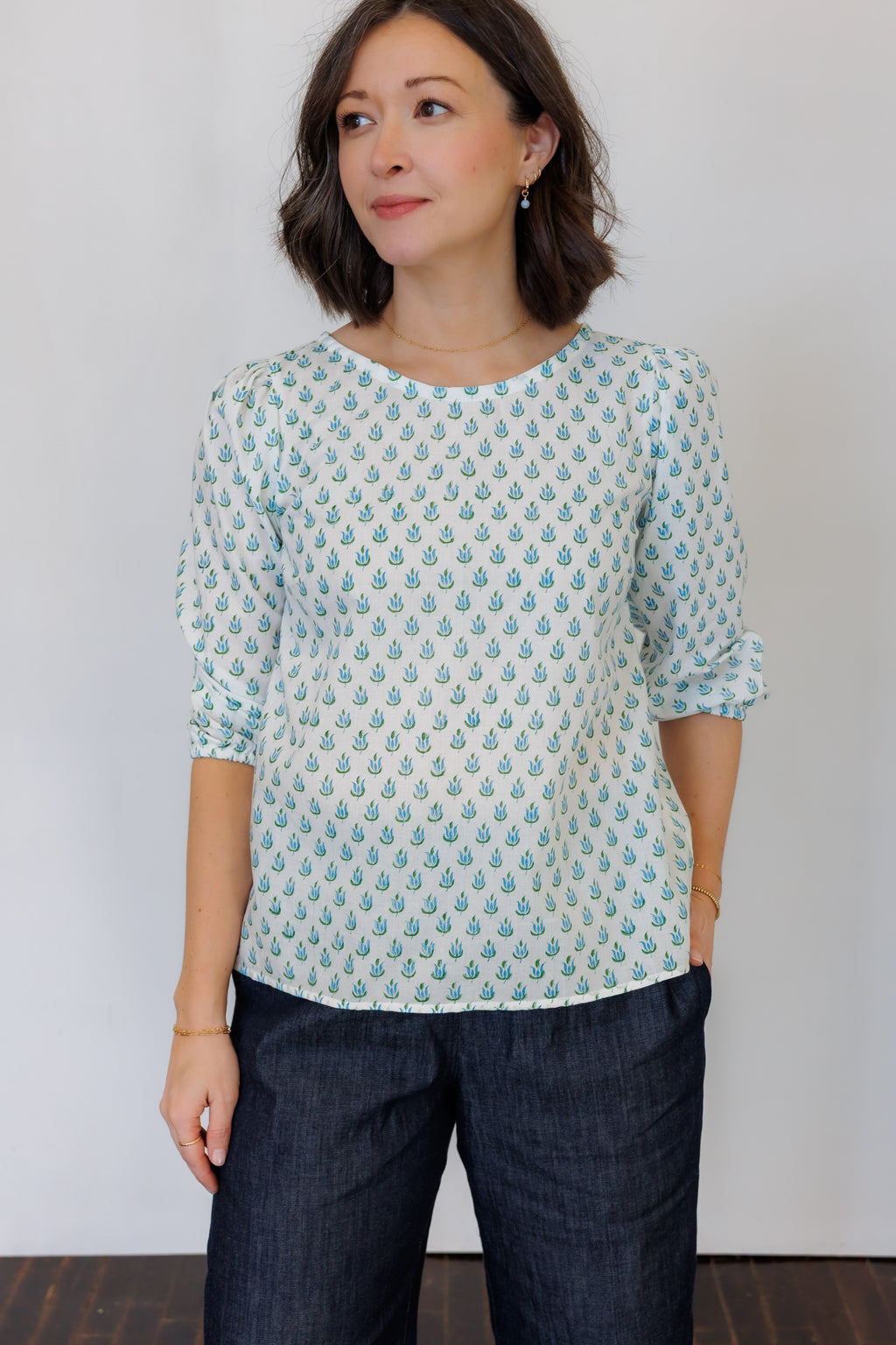 The Flora Top in Blue Tulip