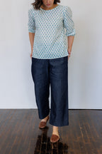 The Flora Top in Blue Tulip