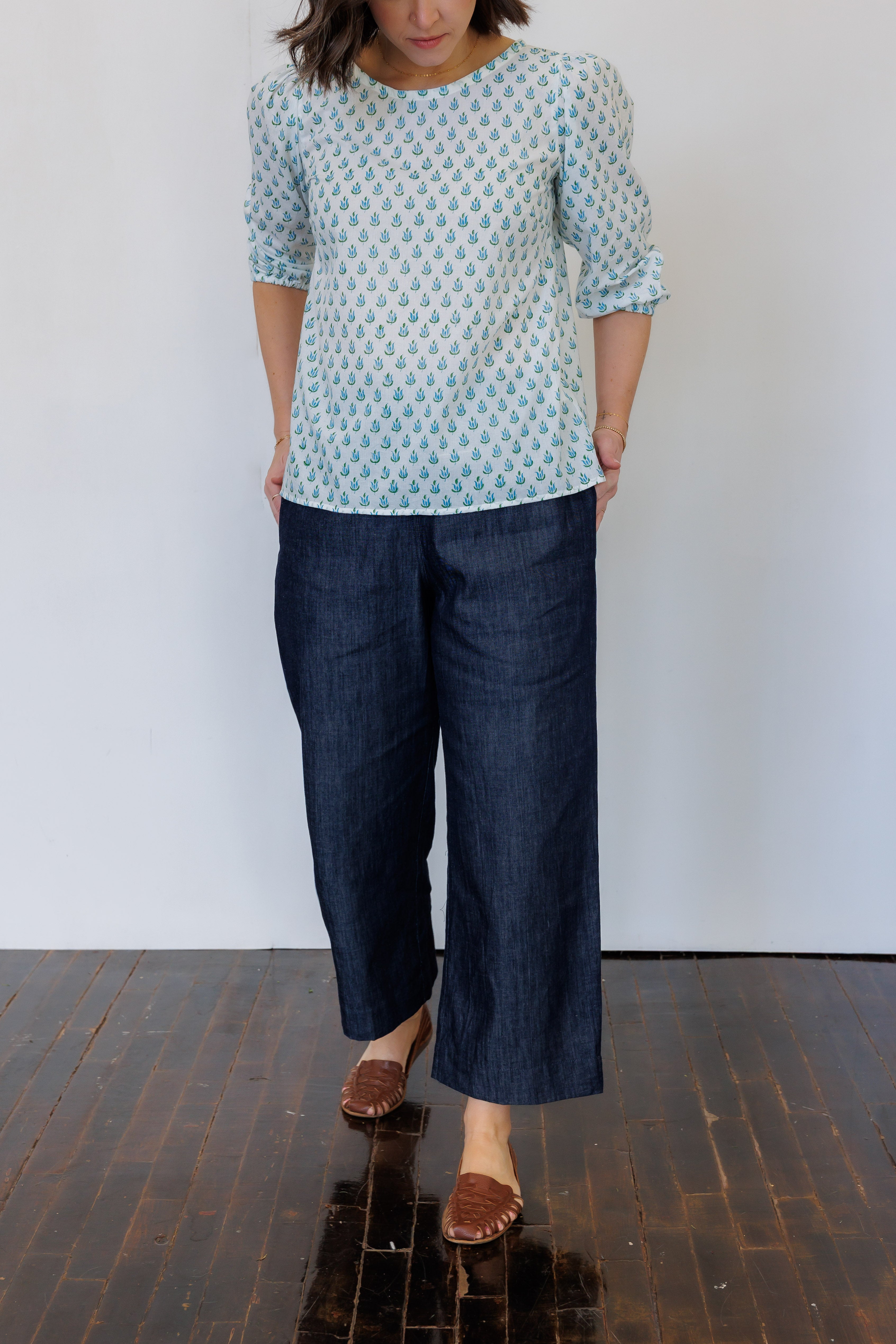 The Flora Top in Blue Tulip