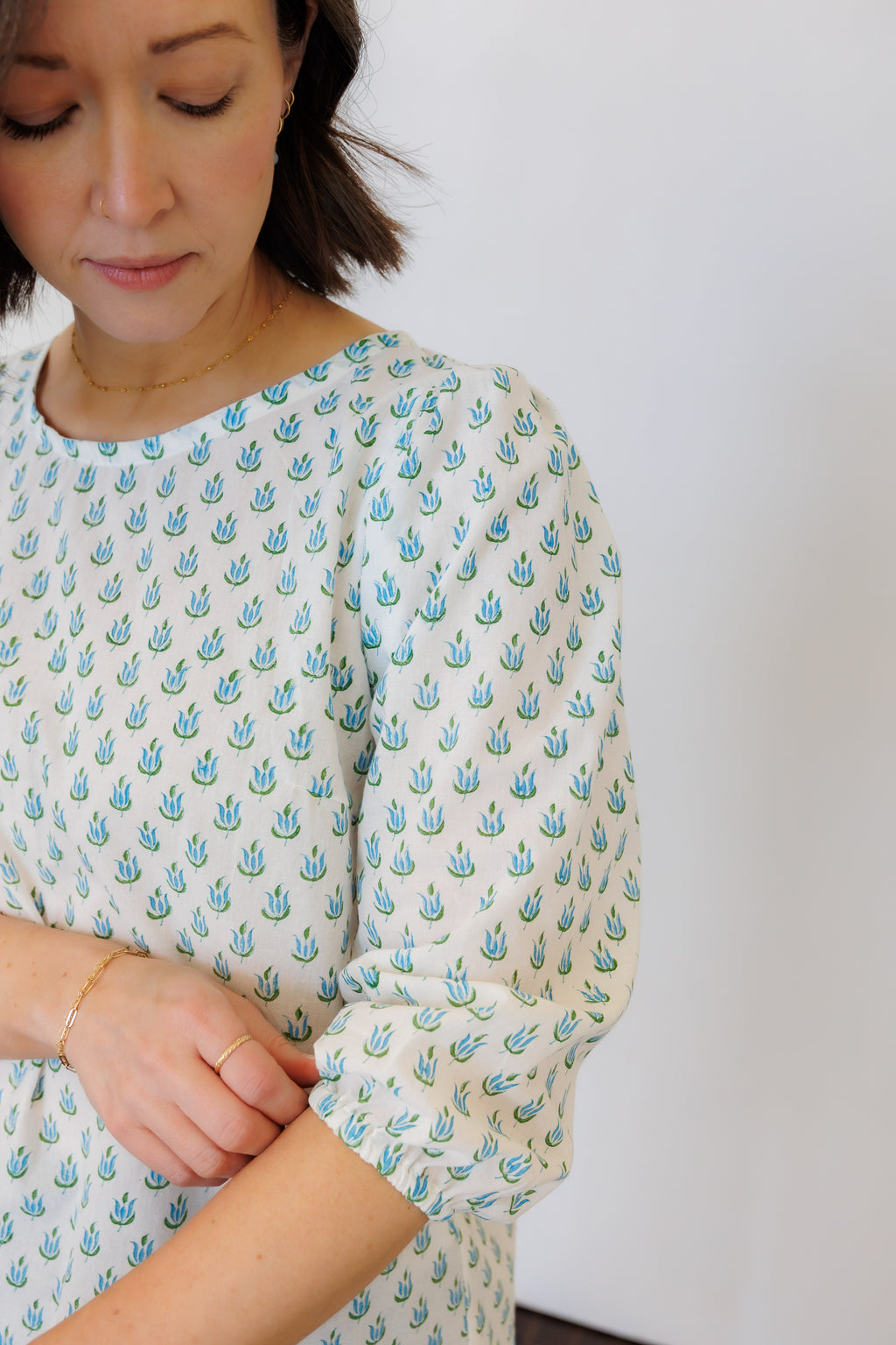 The Flora Top in Blue Tulip