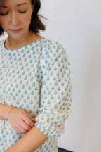 The Flora Top in Blue Tulip