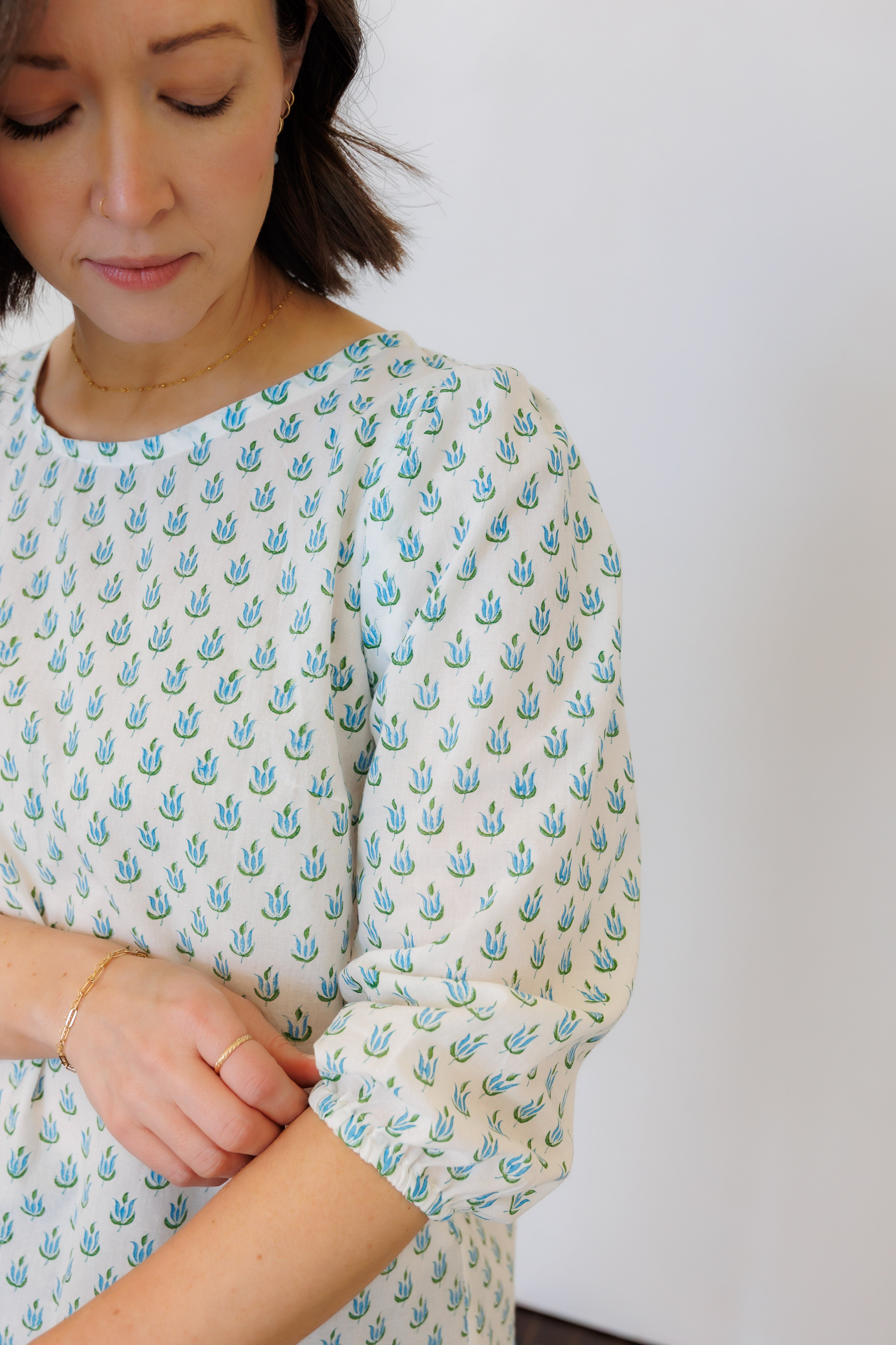 The Flora Top in Blue Tulip