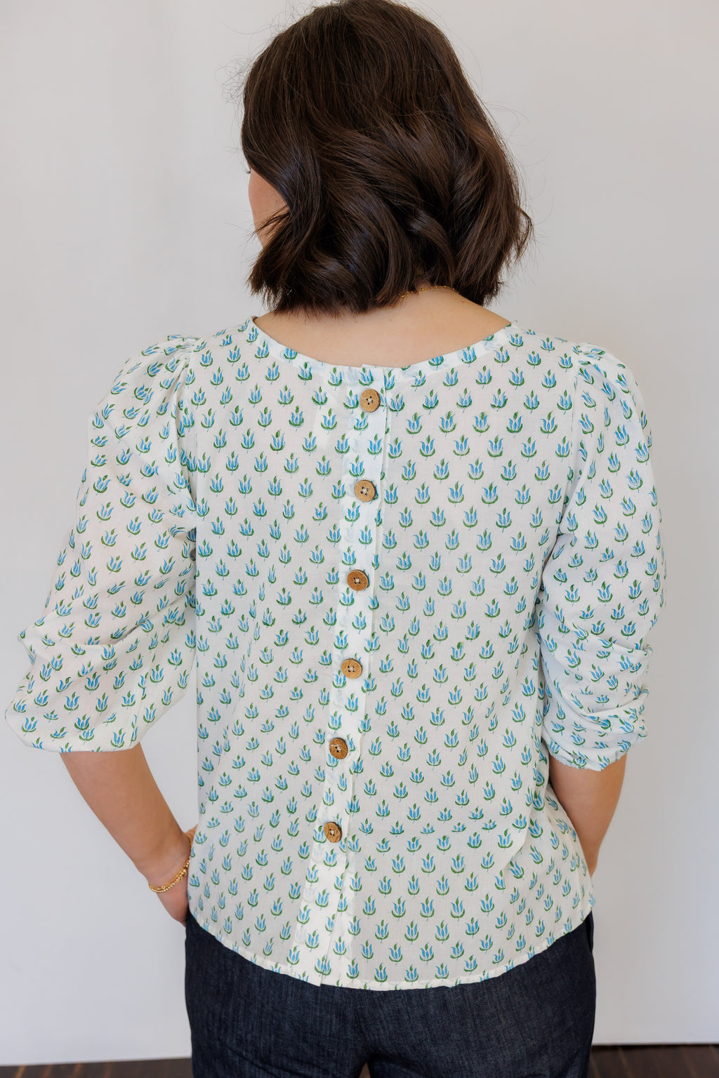 The Flora Top in Blue Tulip