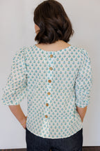 The Flora Top in Blue Tulip