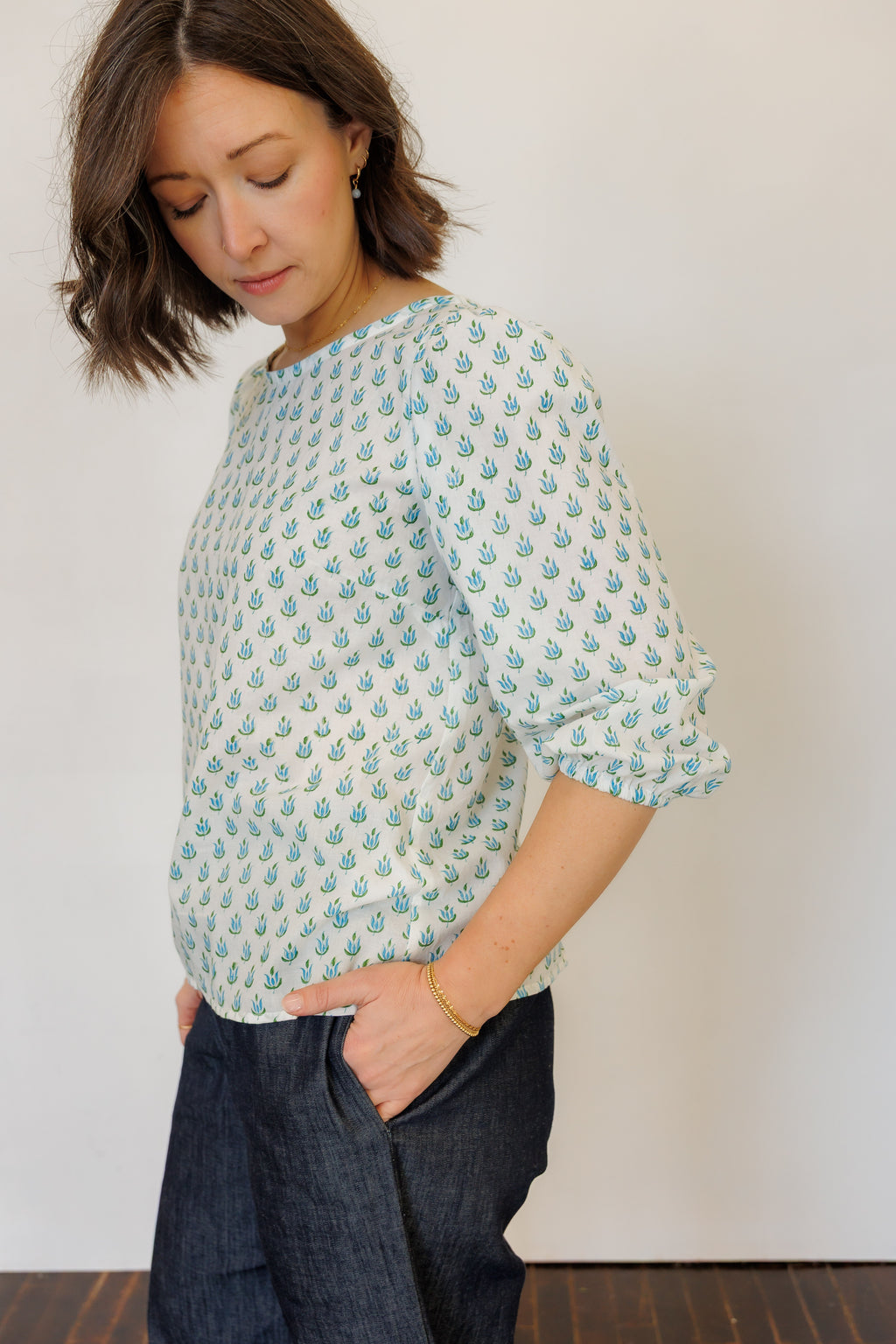 The Flora Top in Blue Tulip