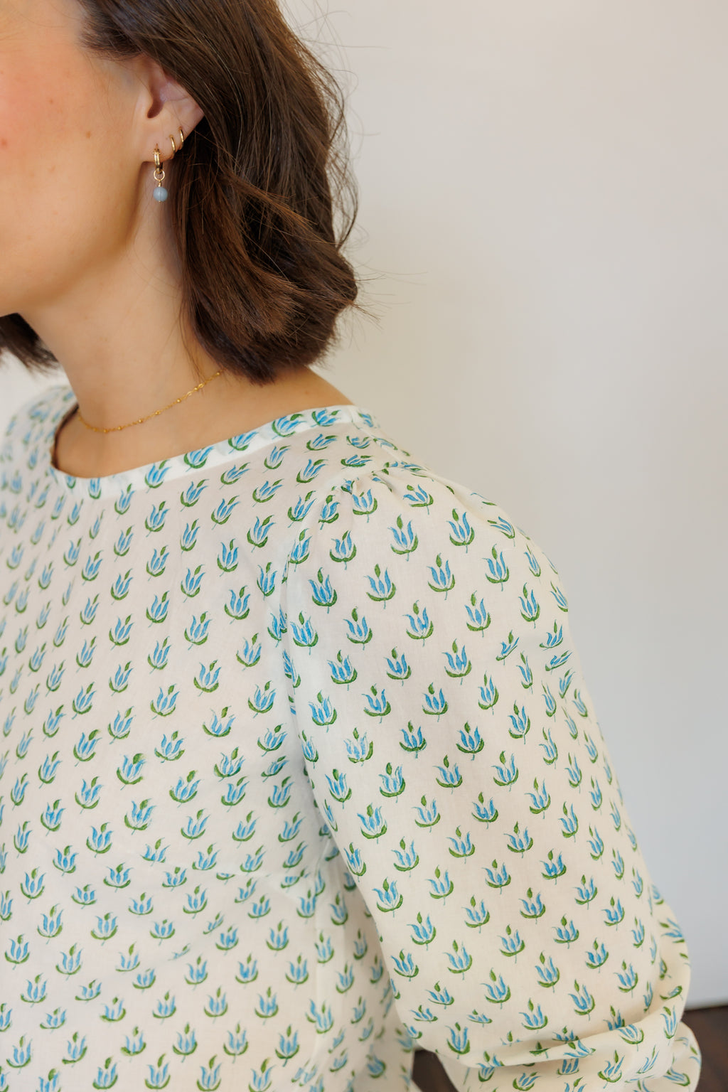 The Flora Top in Blue Tulip