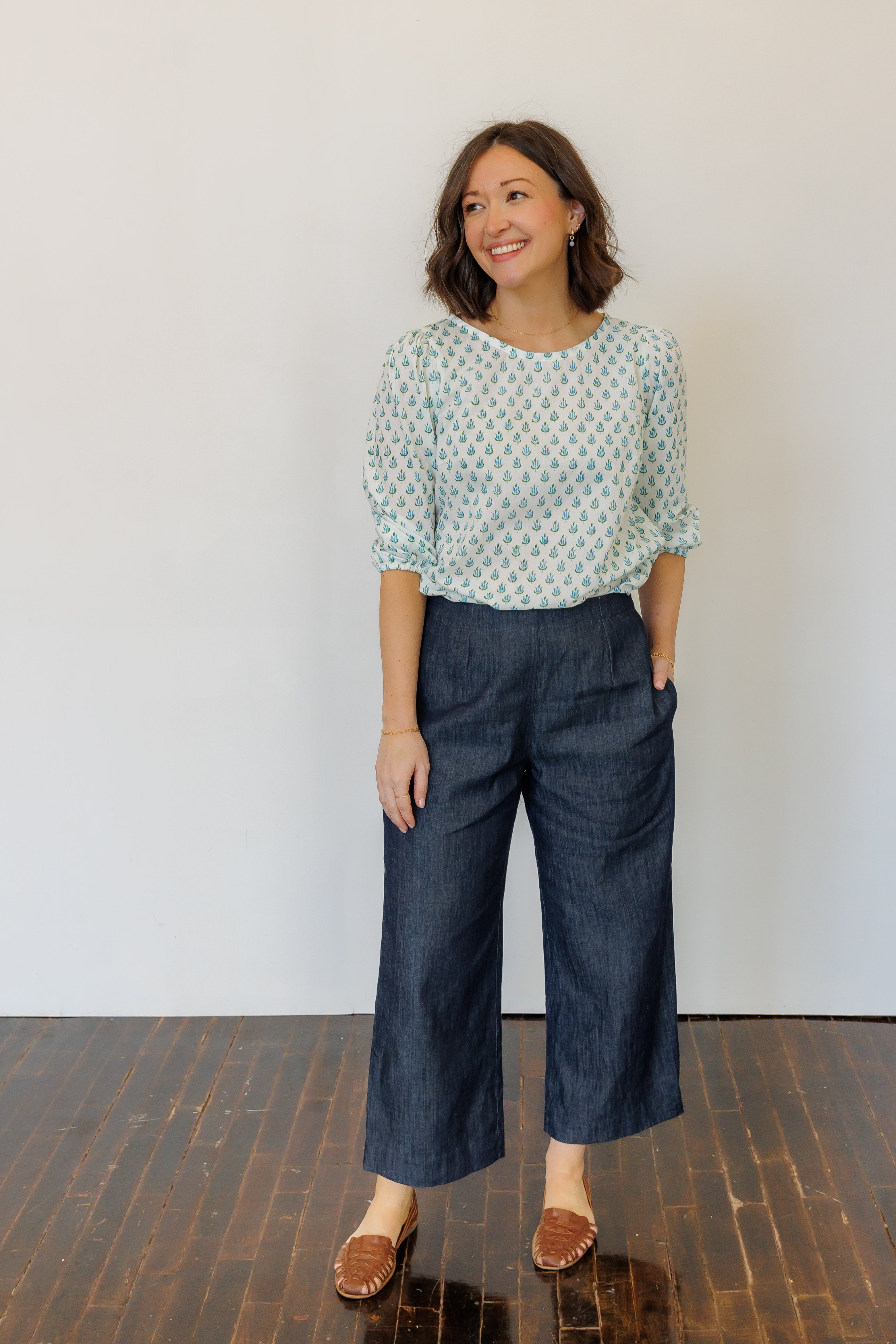 The Flora Top in Blue Tulip