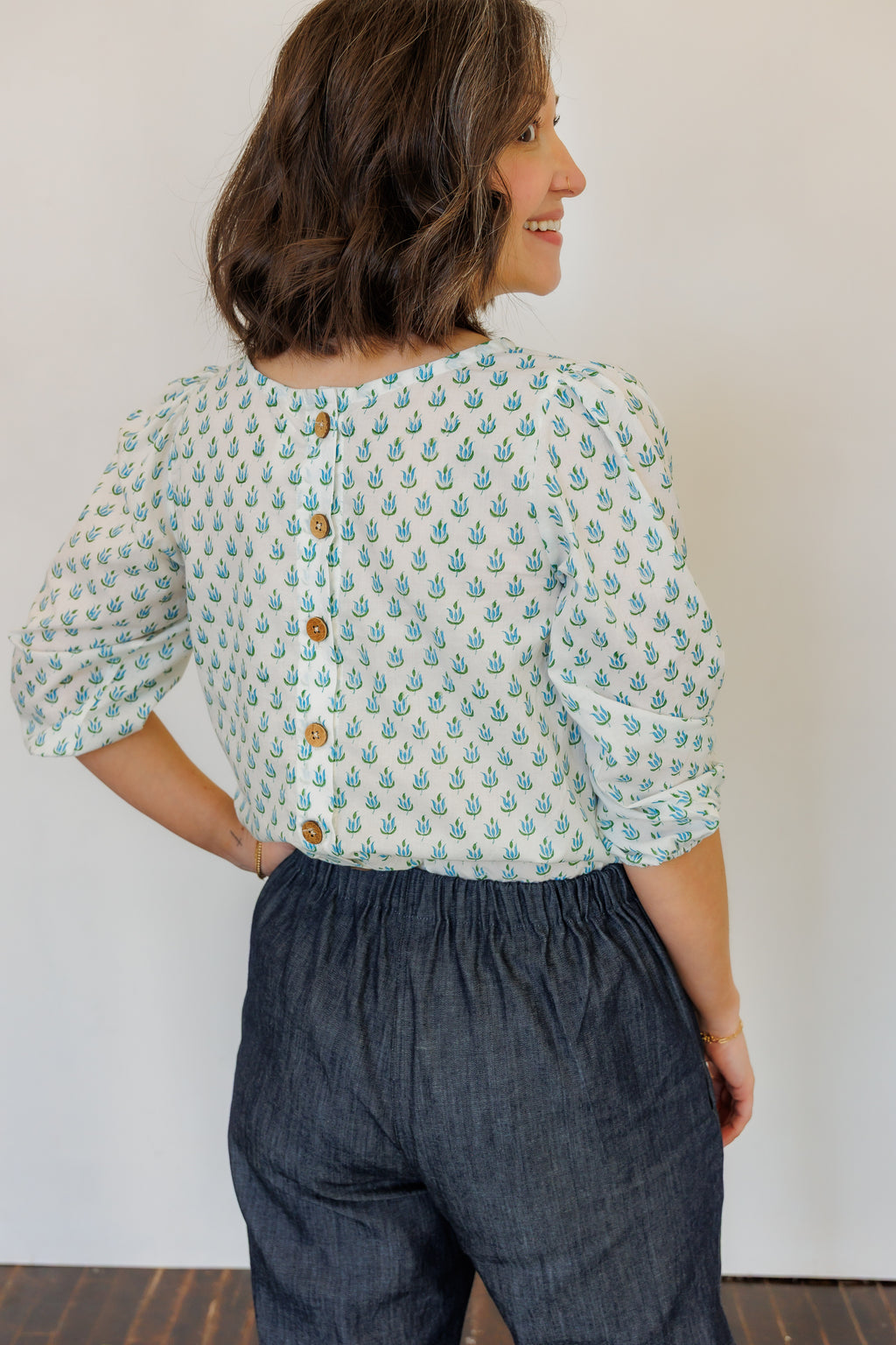 The Flora Top in Blue Tulip
