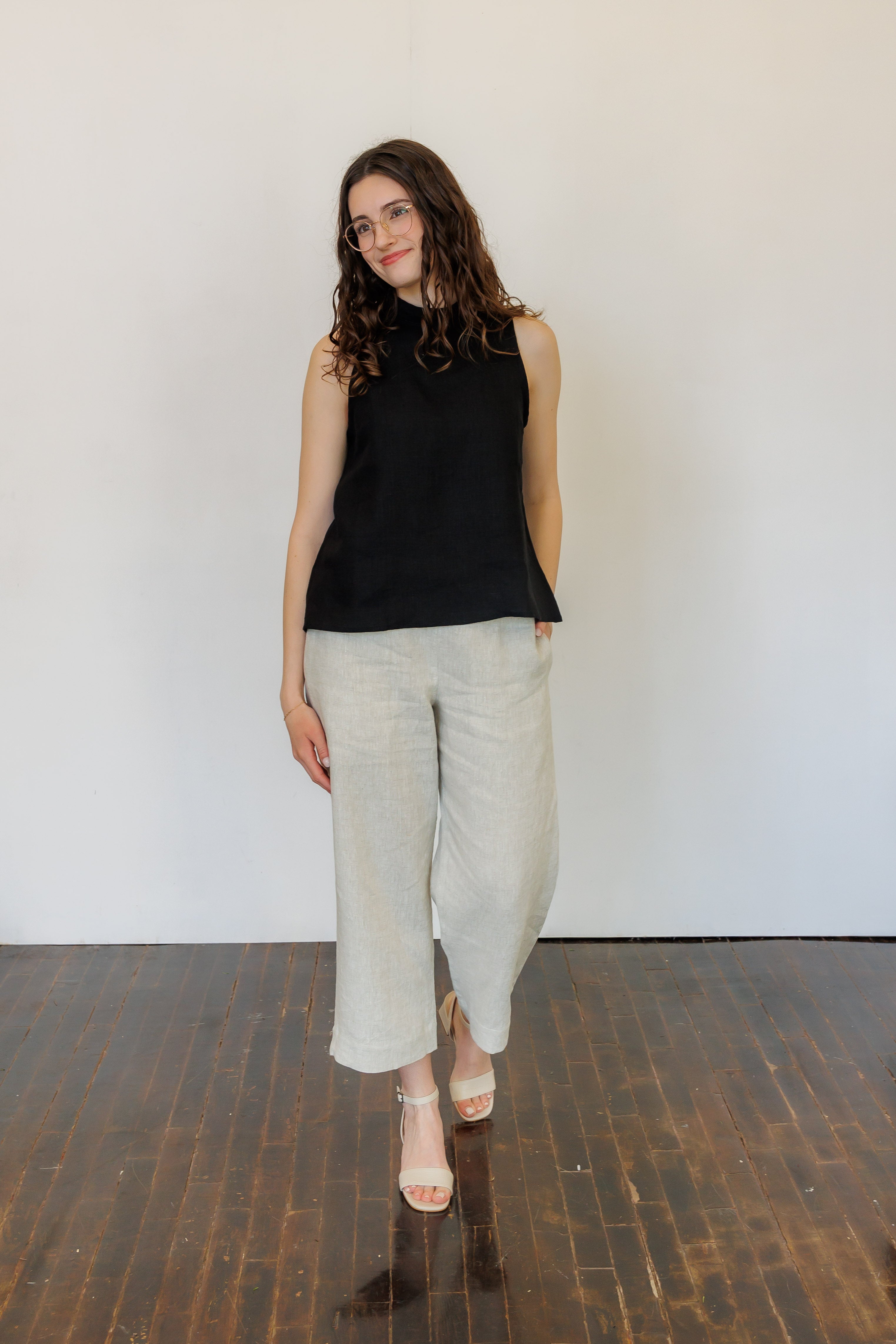 The Mira Top in Black Linen