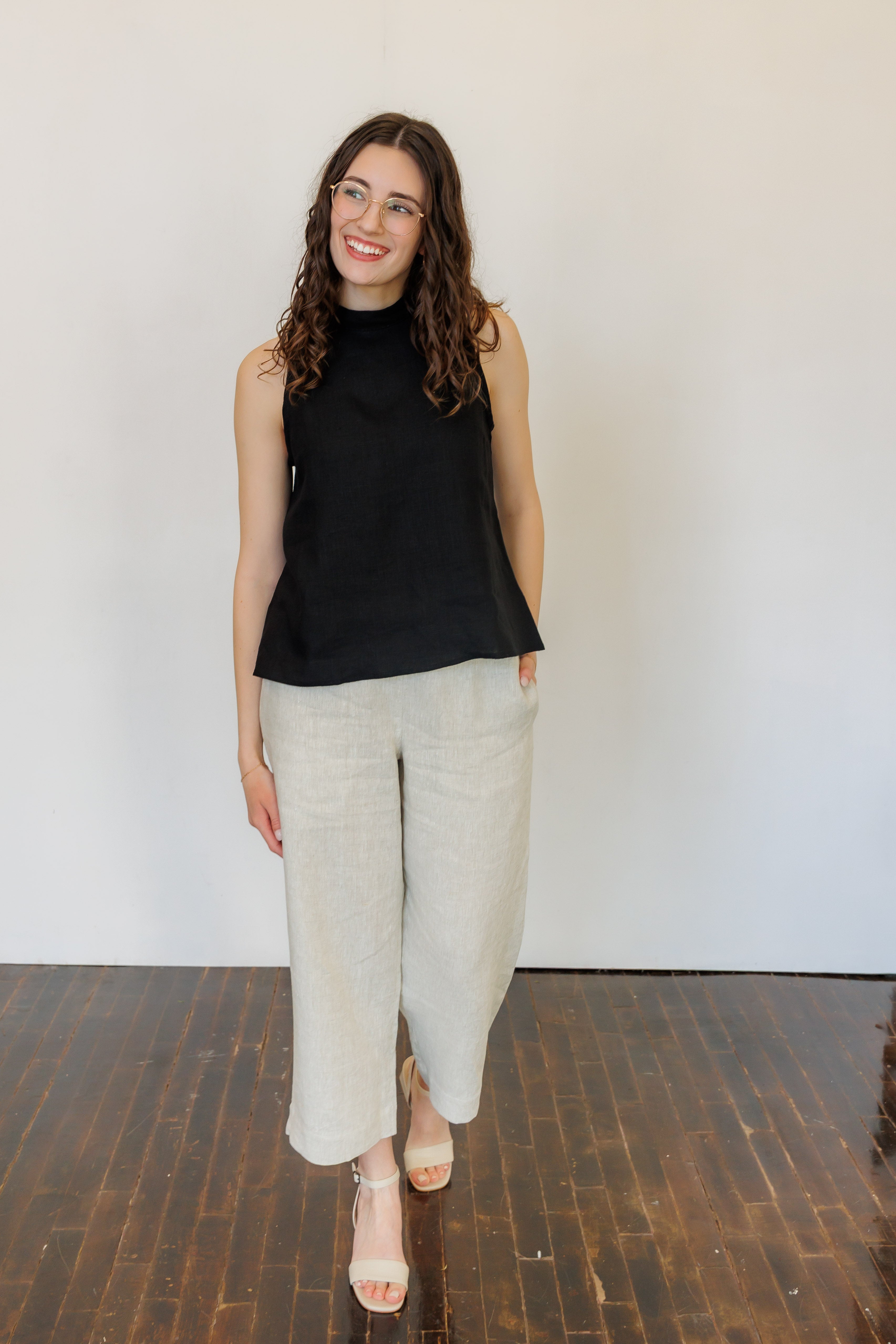 The Mira Top in Black Linen