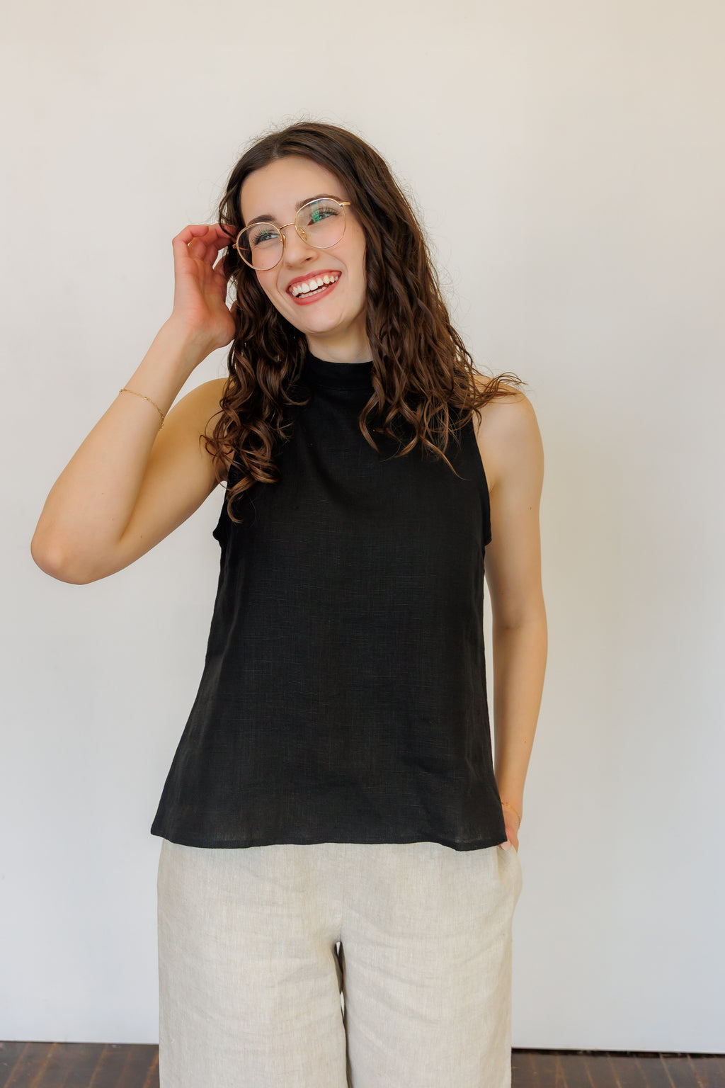 The Mira Top in Black Linen