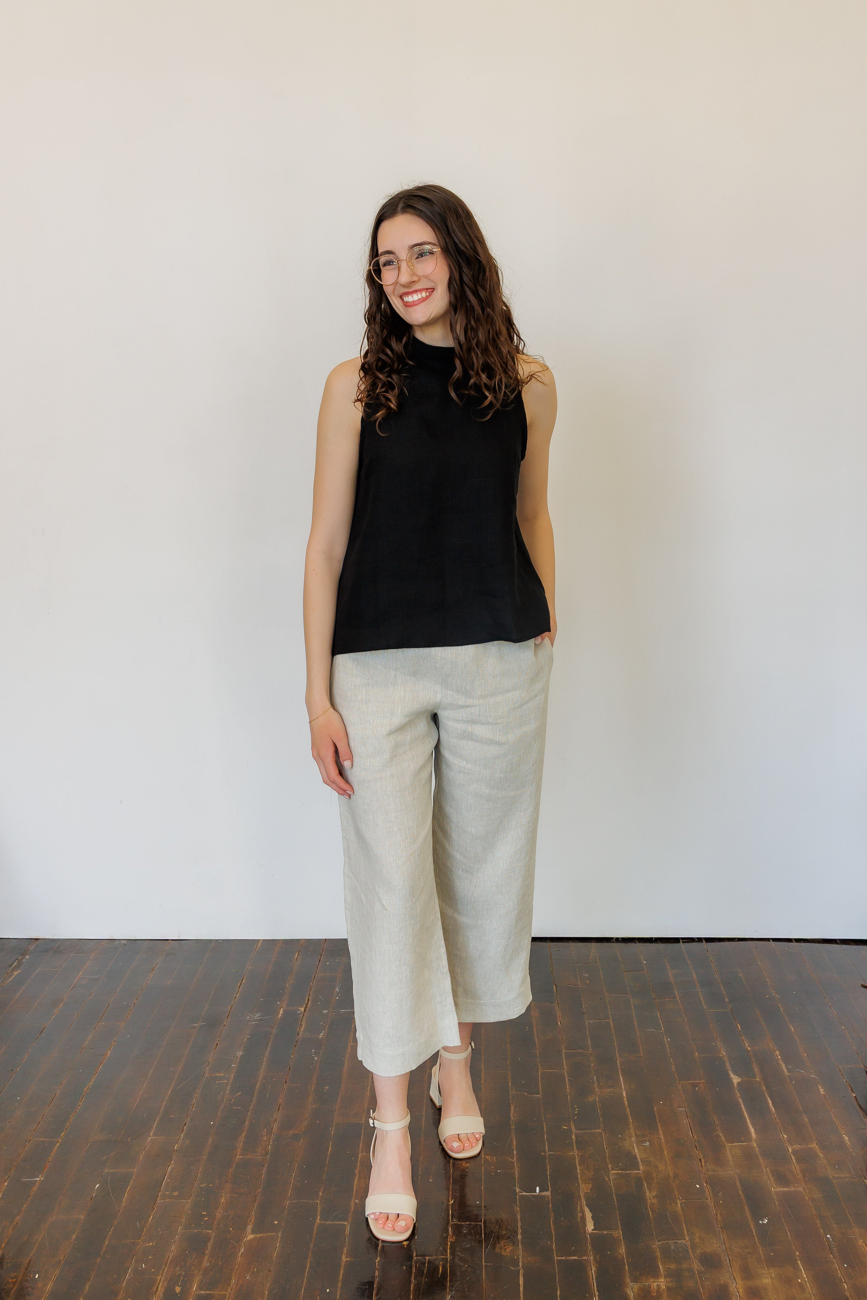 The Mira Top in Black Linen