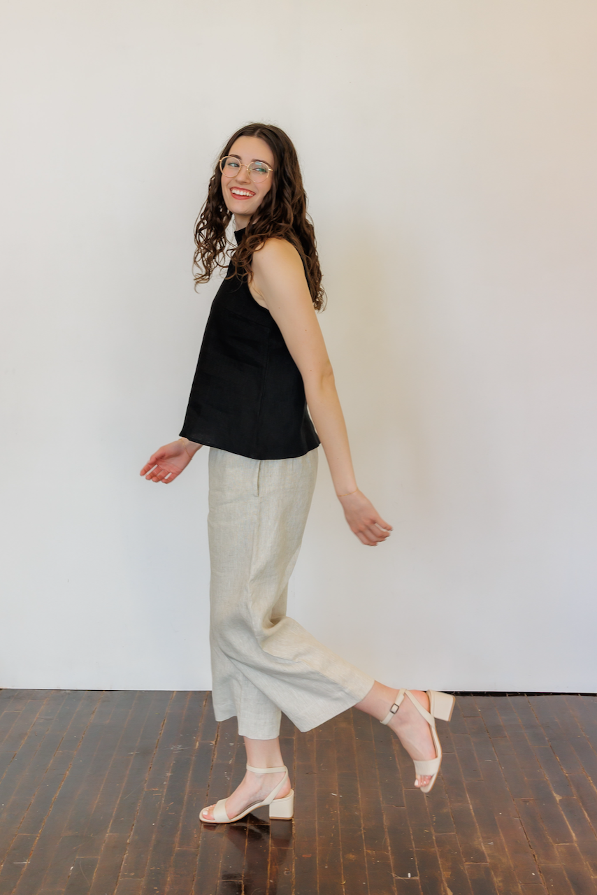 The Mira Top in Black Linen