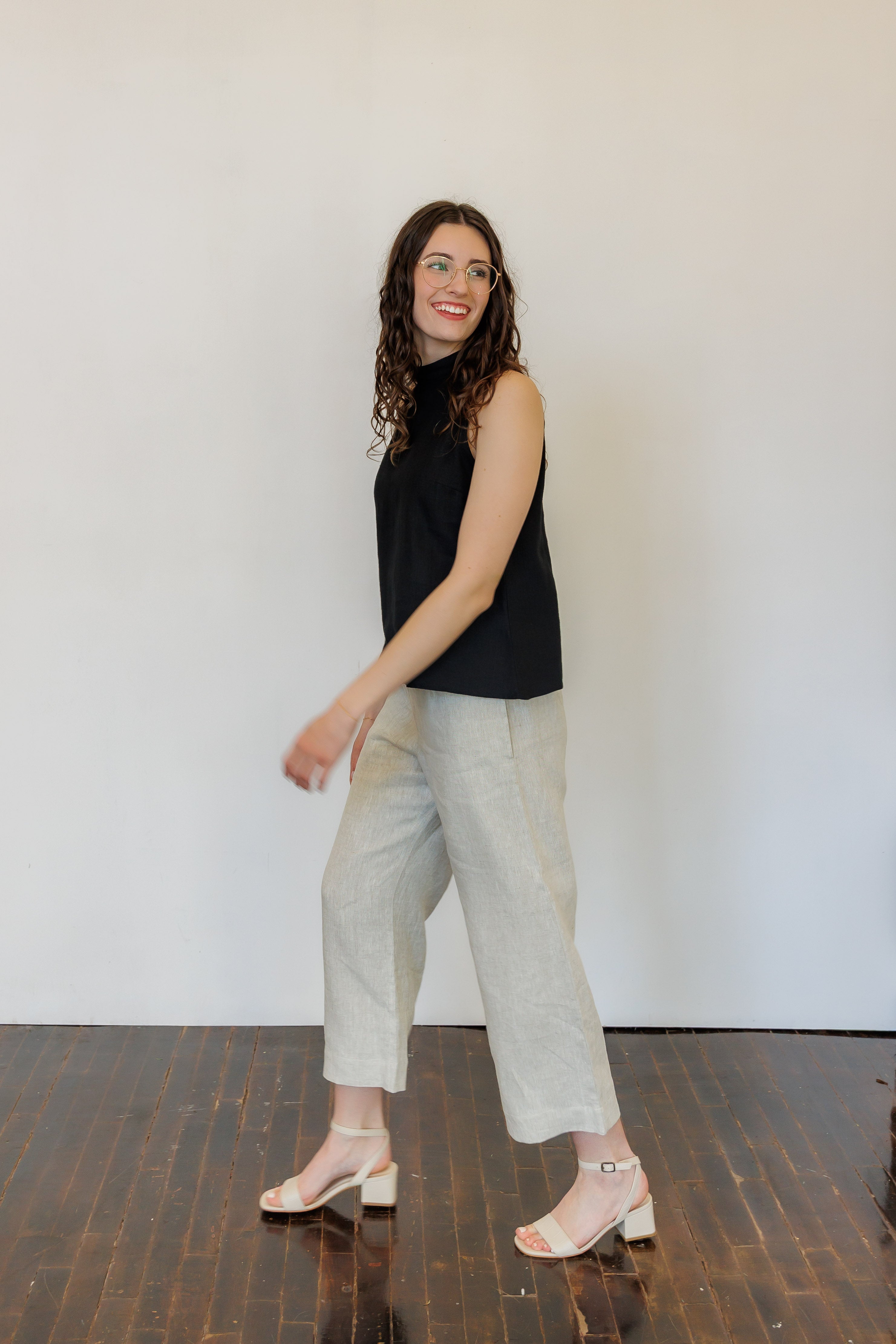 The Mira Top in Black Linen