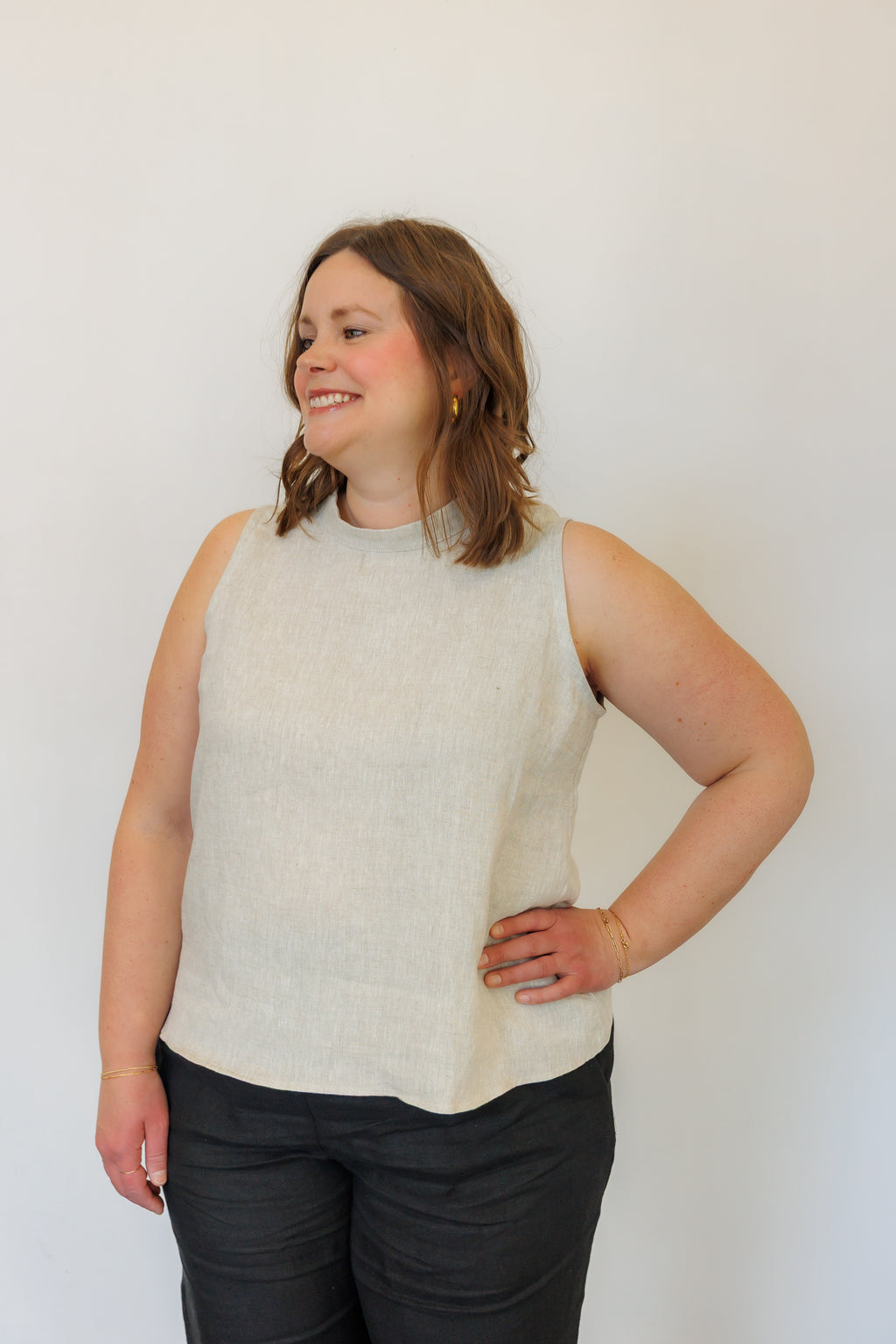 The Mira Top in Natural Linen