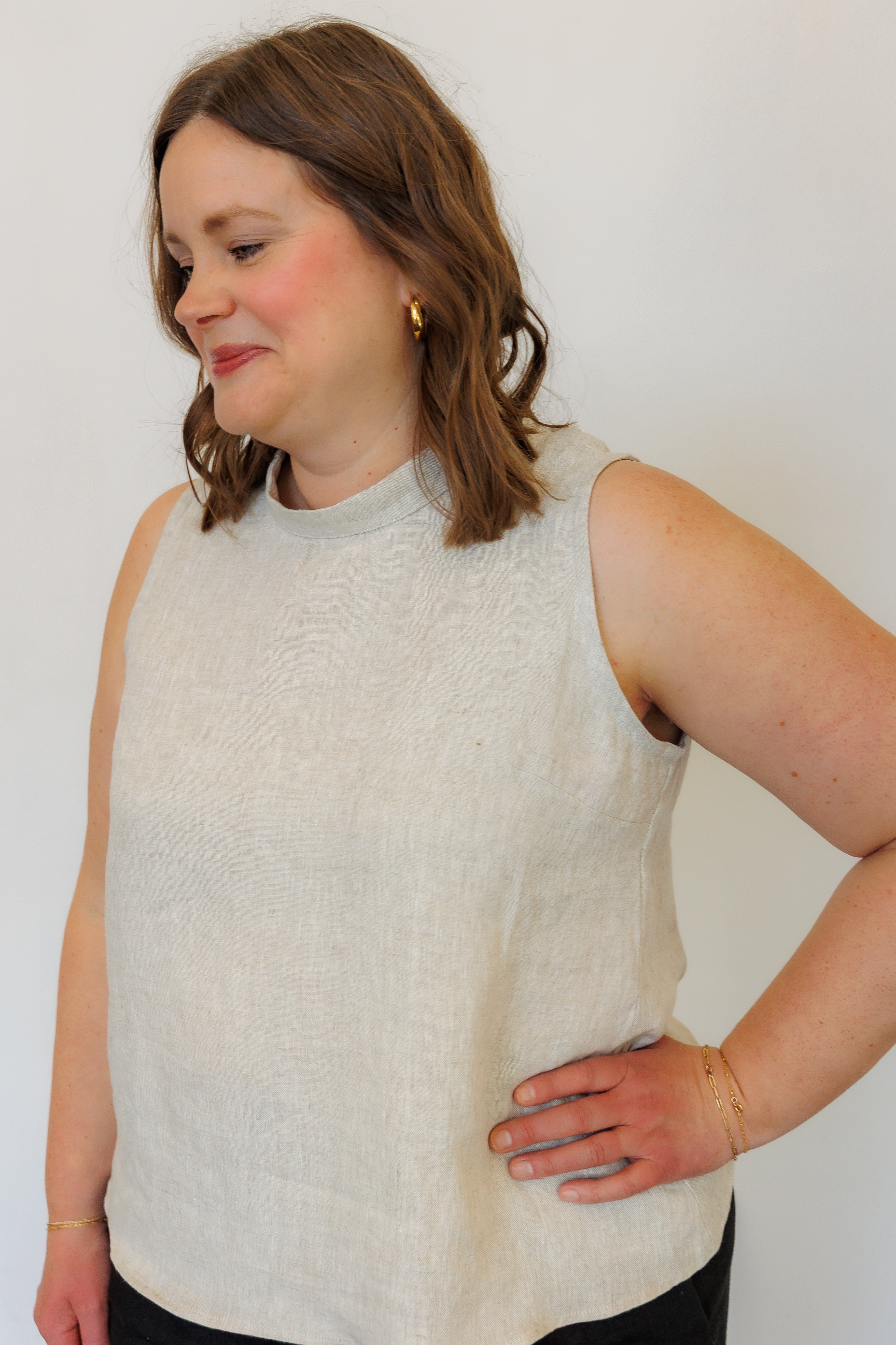 The Mira Top in Natural Linen
