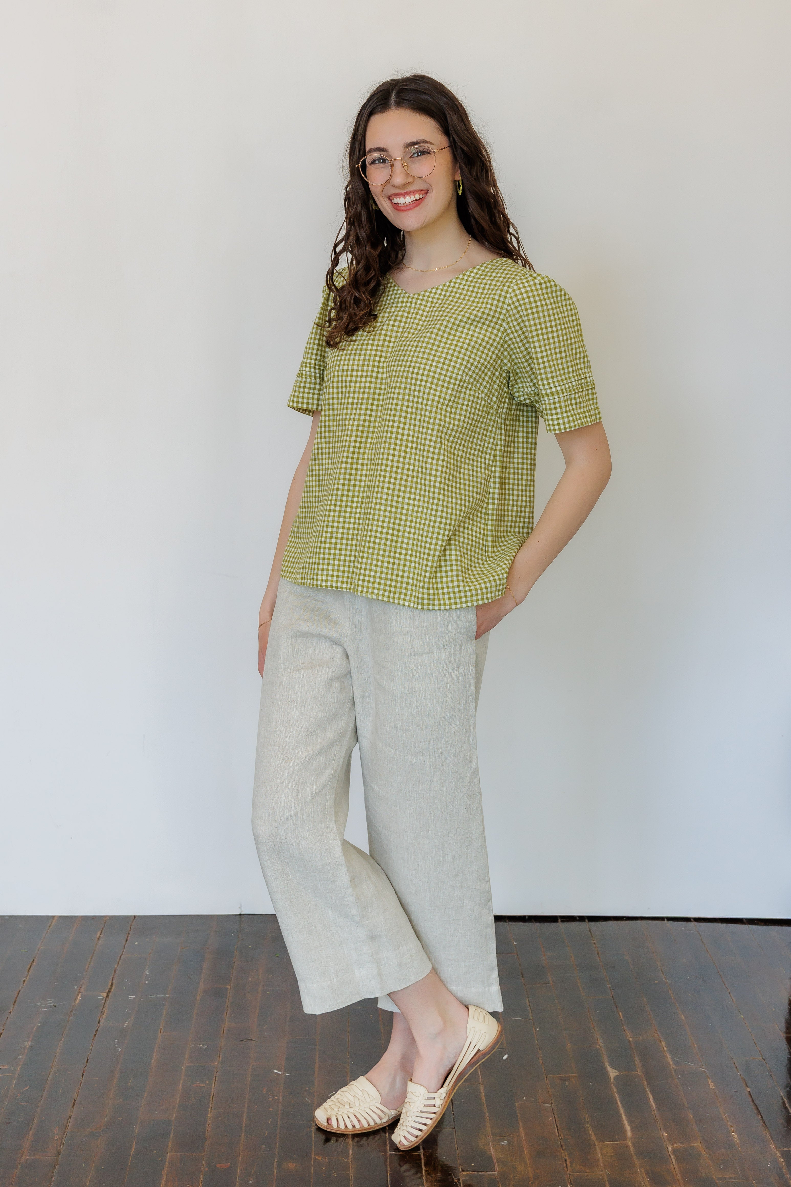 The Sylvie Top in Green Gingham