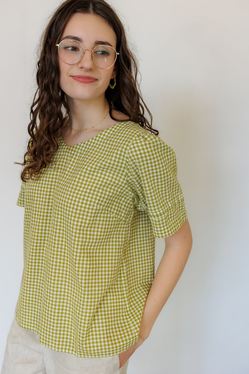 The Sylvie Top in Green Gingham