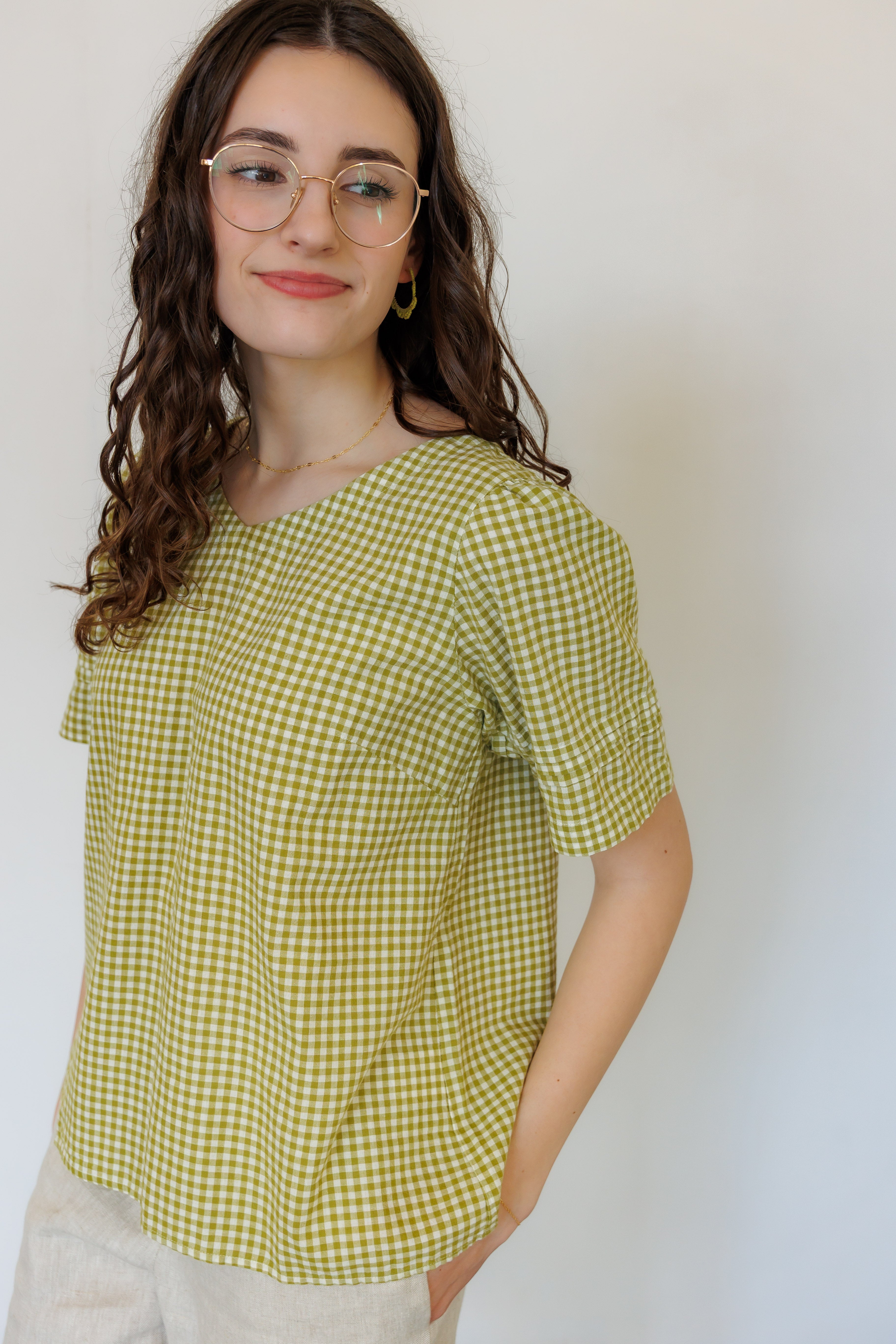 The Sylvie Top in Green Gingham
