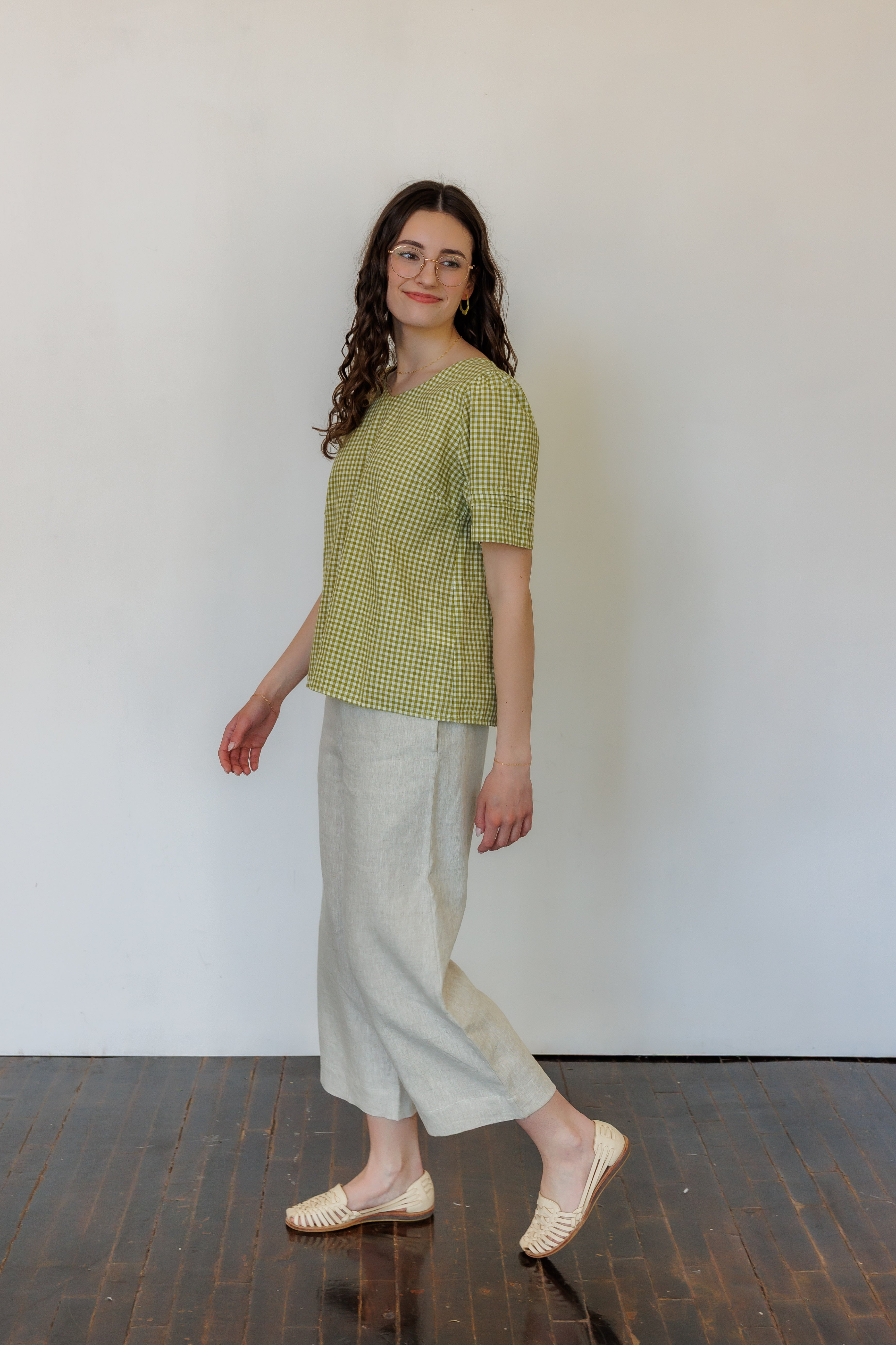 The Sylvie Top in Green Gingham