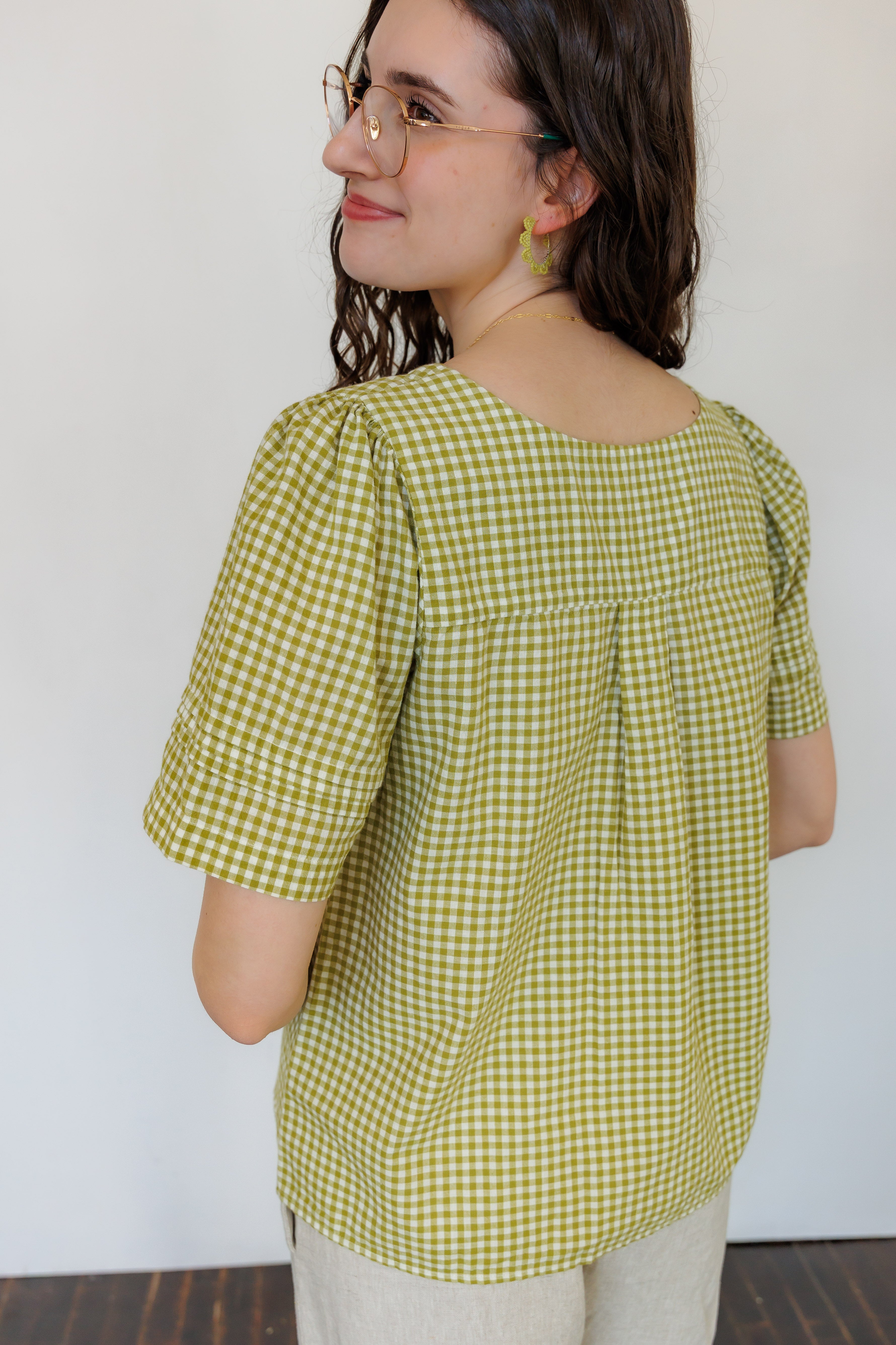 The Sylvie Top in Green Gingham