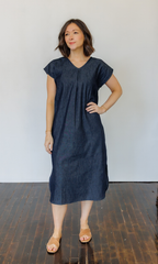 The Serene Kaftan Dress in Denim