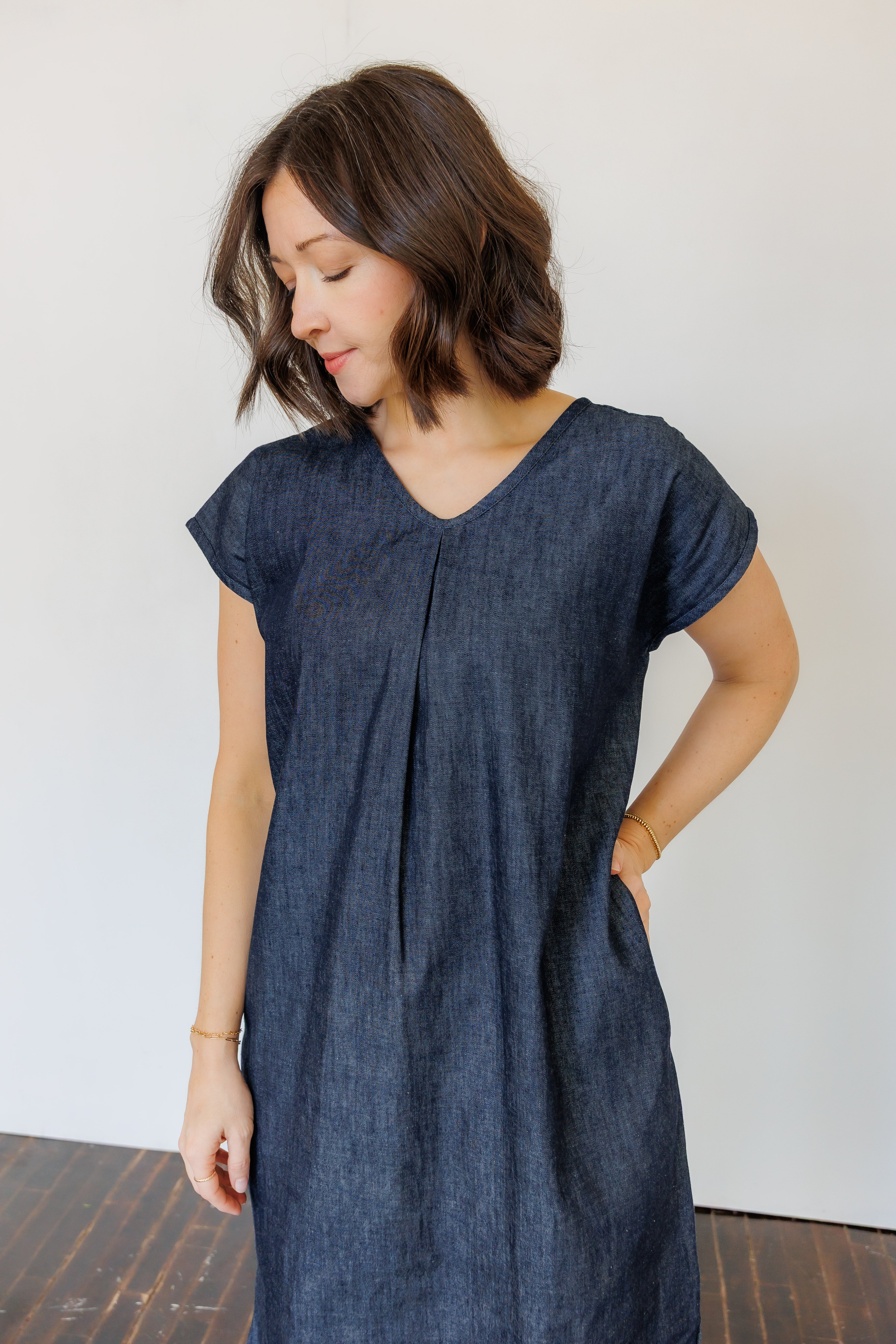 The Serene Kaftan Dress in Denim