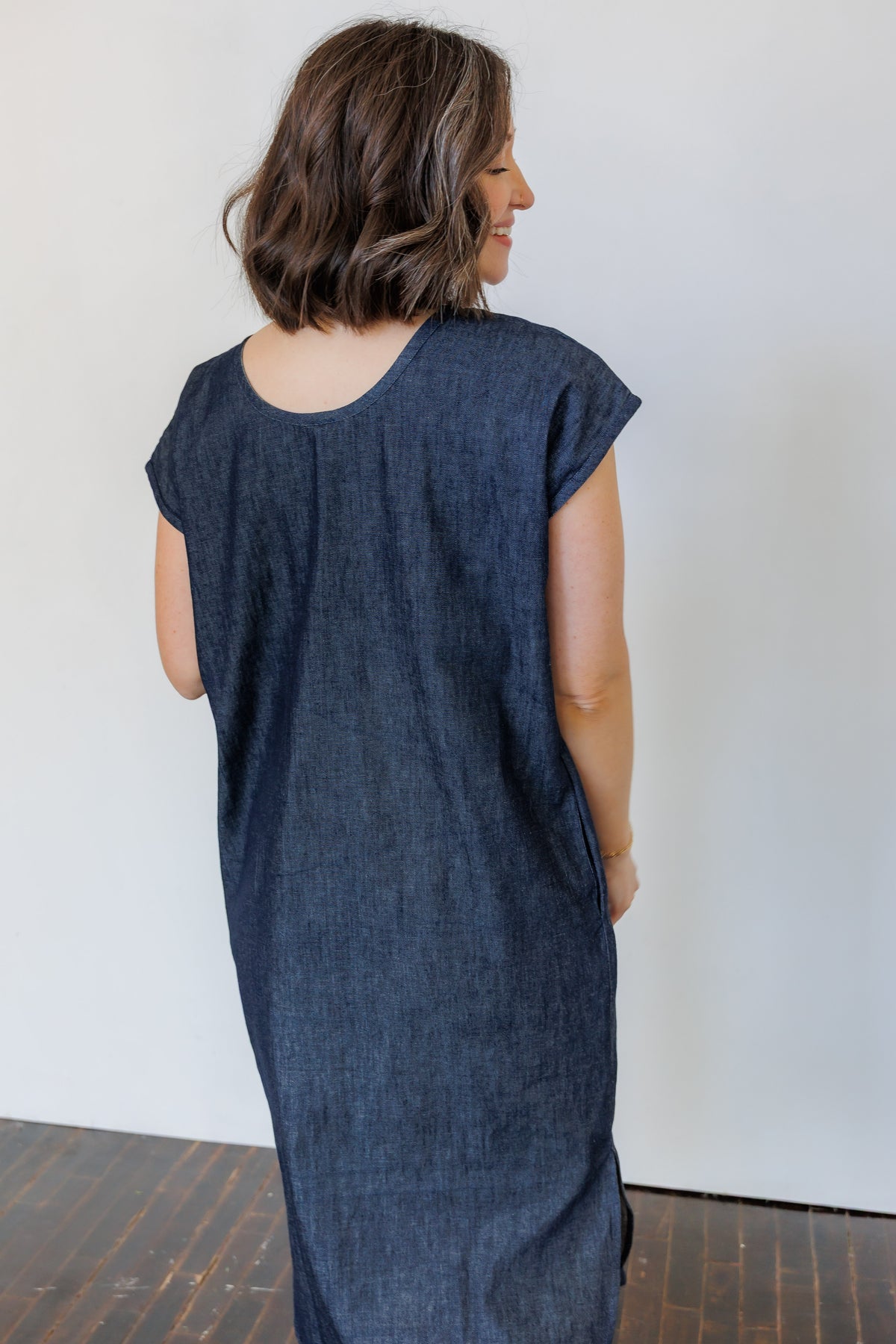 The Serene Kaftan Dress in Denim