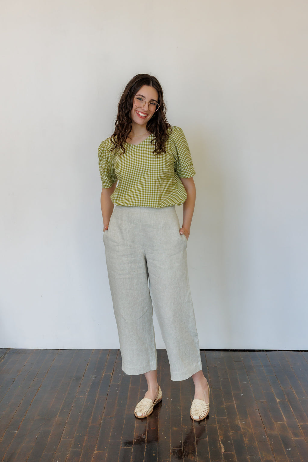 The Sylvie Top in Green Gingham
