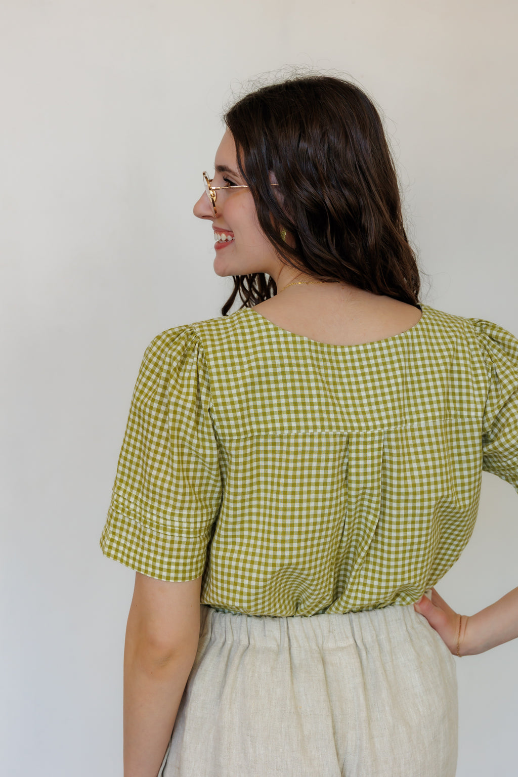 The Sylvie Top in Green Gingham
