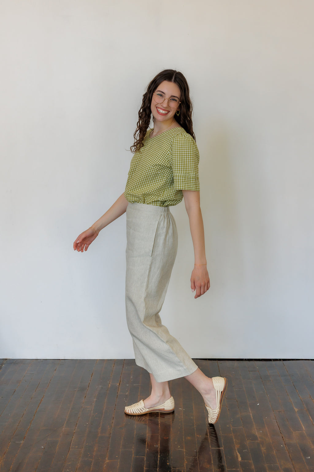 The Sylvie Top in Green Gingham