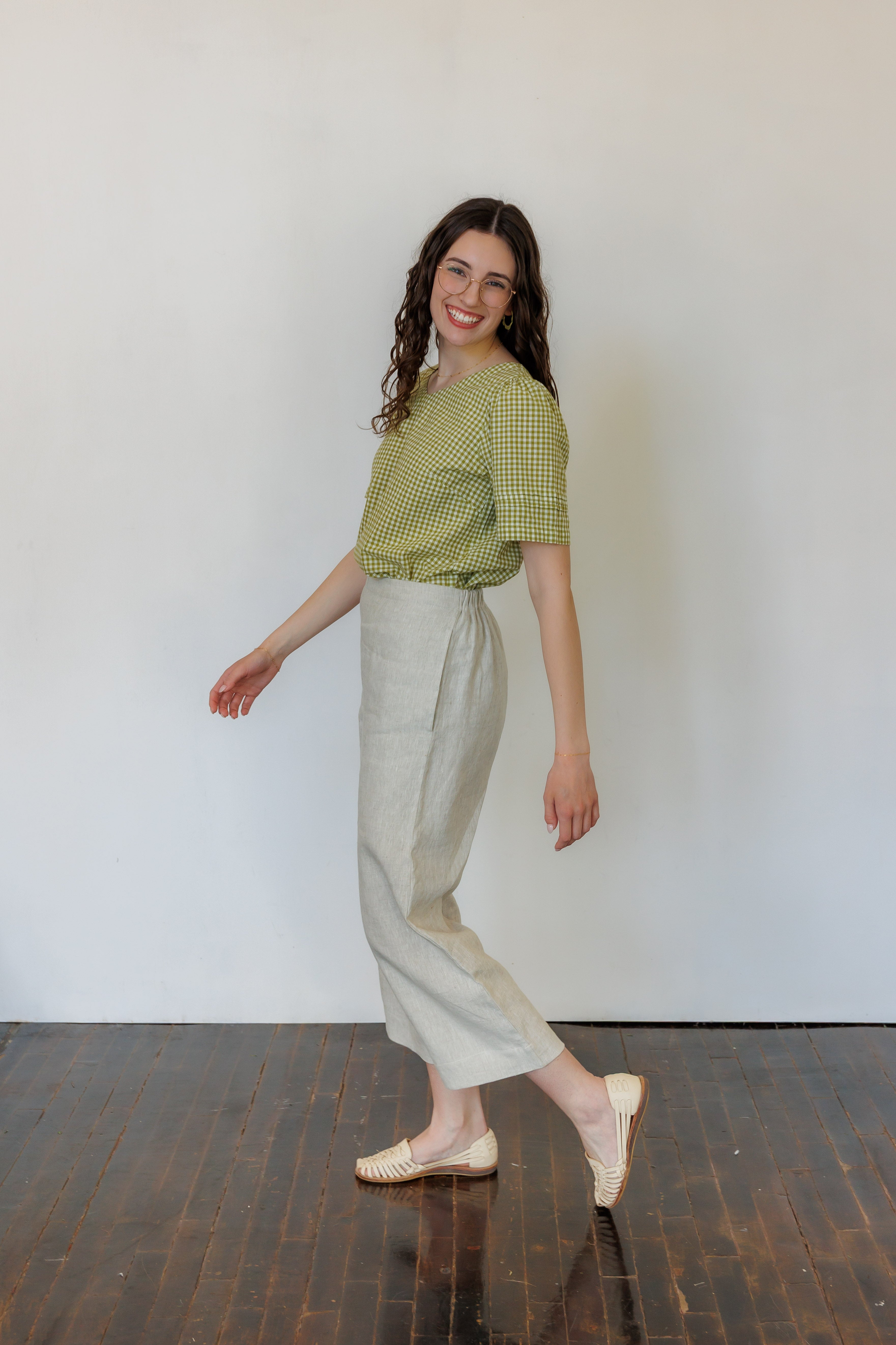 The Sylvie Top in Green Gingham