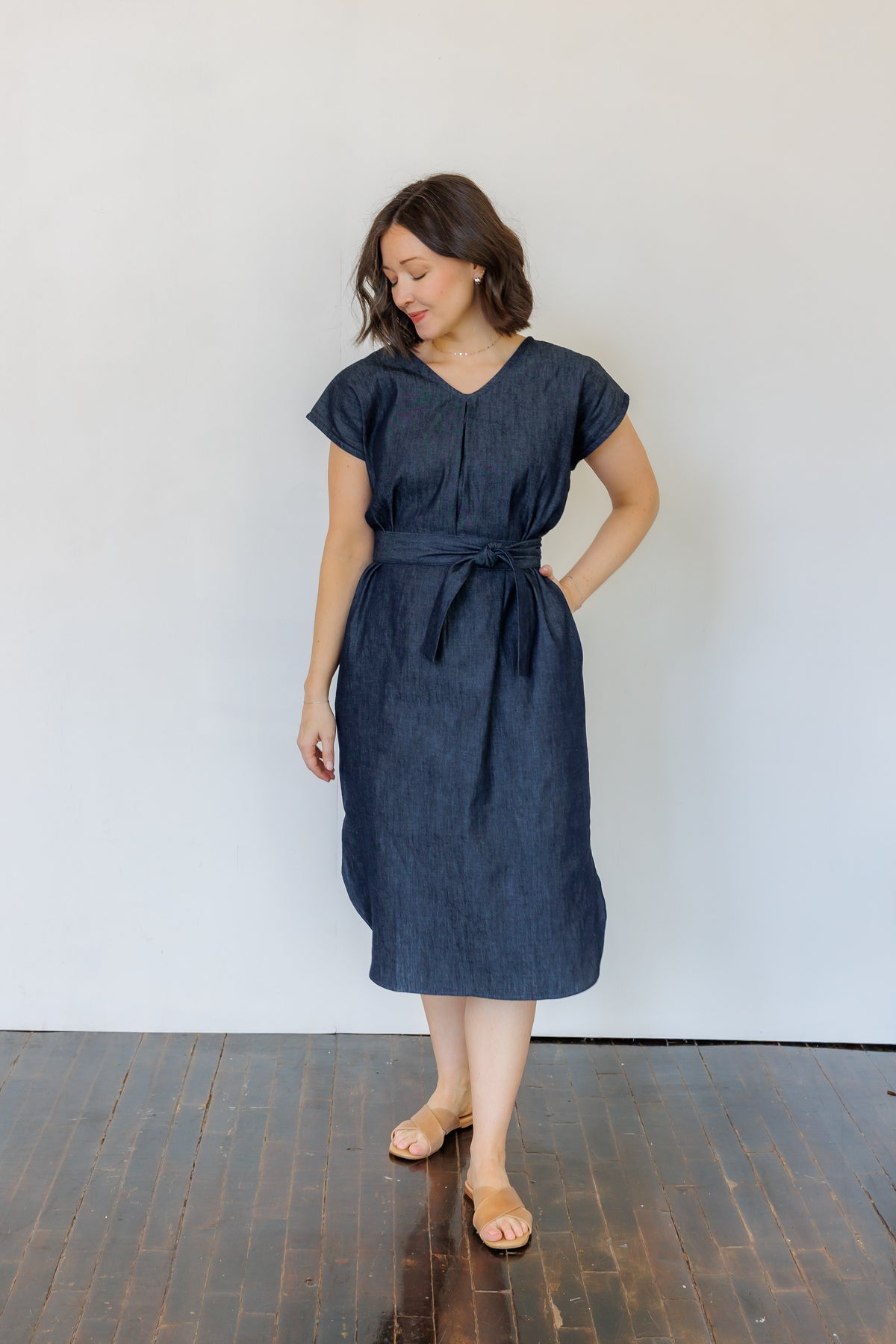 The Serene Kaftan Dress in Denim