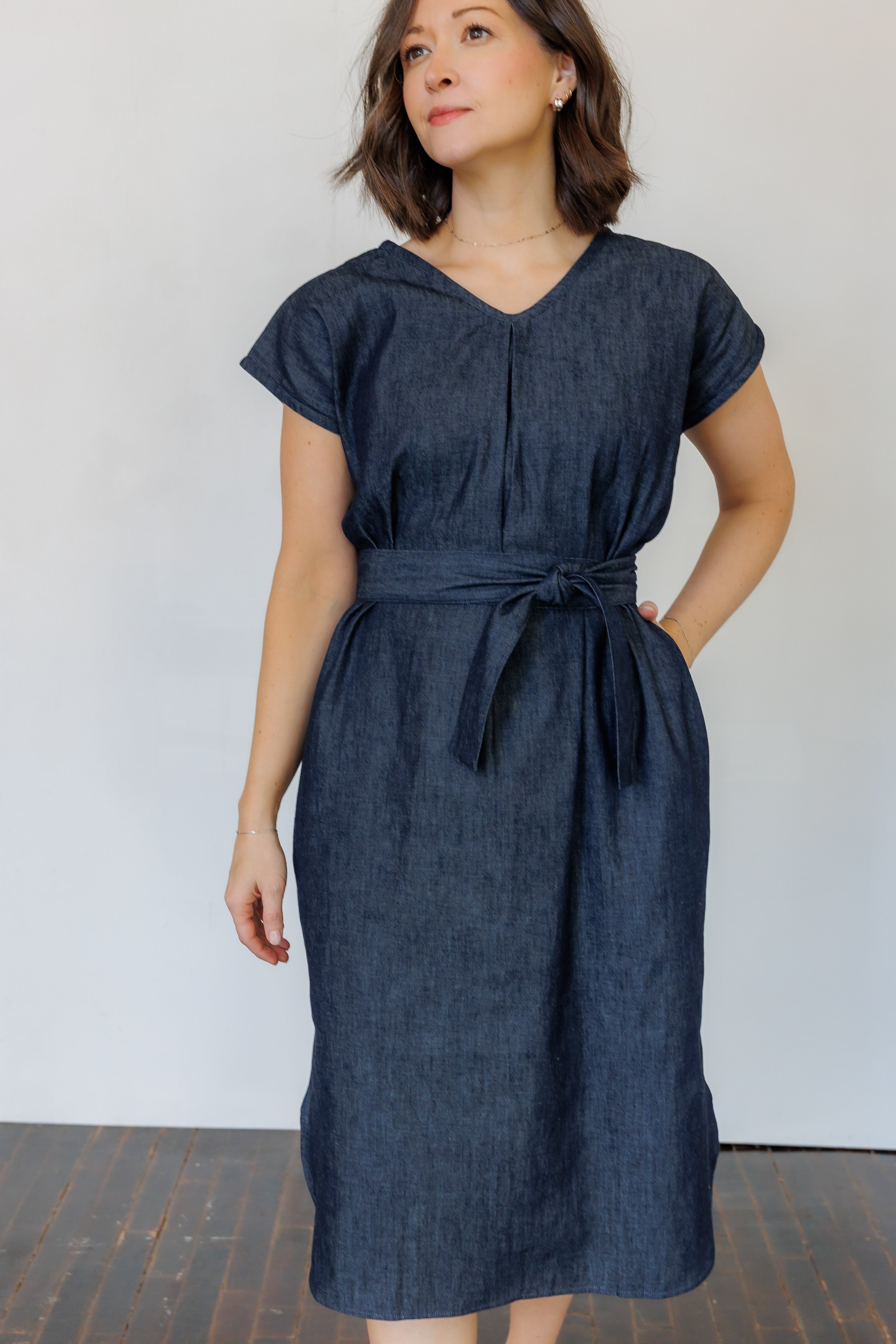 The Serene Kaftan Dress in Denim