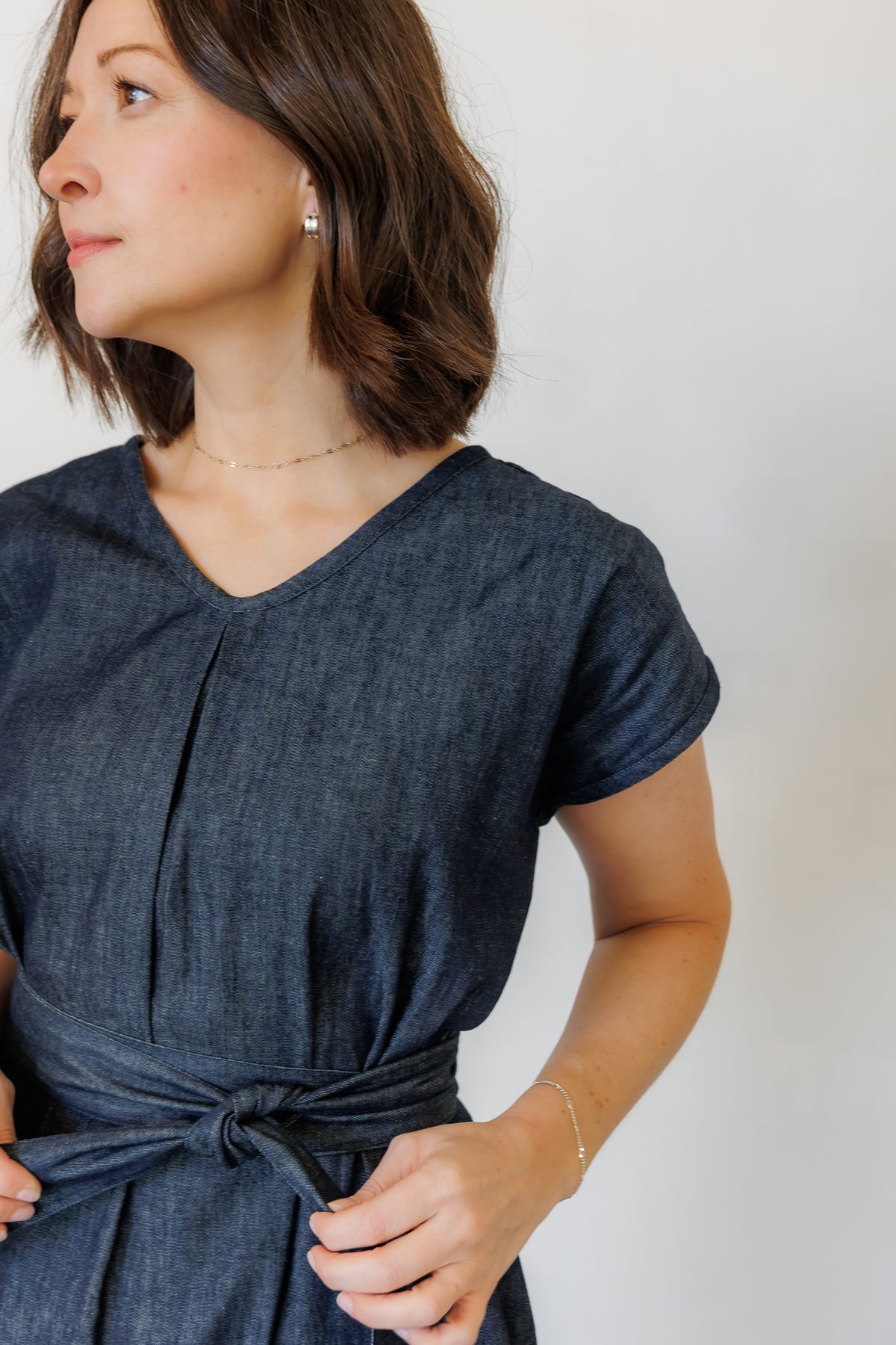 The Serene Kaftan Dress in Denim