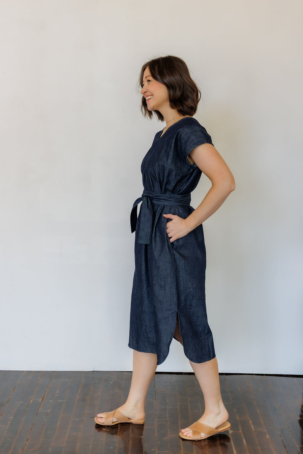 The Serene Kaftan Dress in Denim