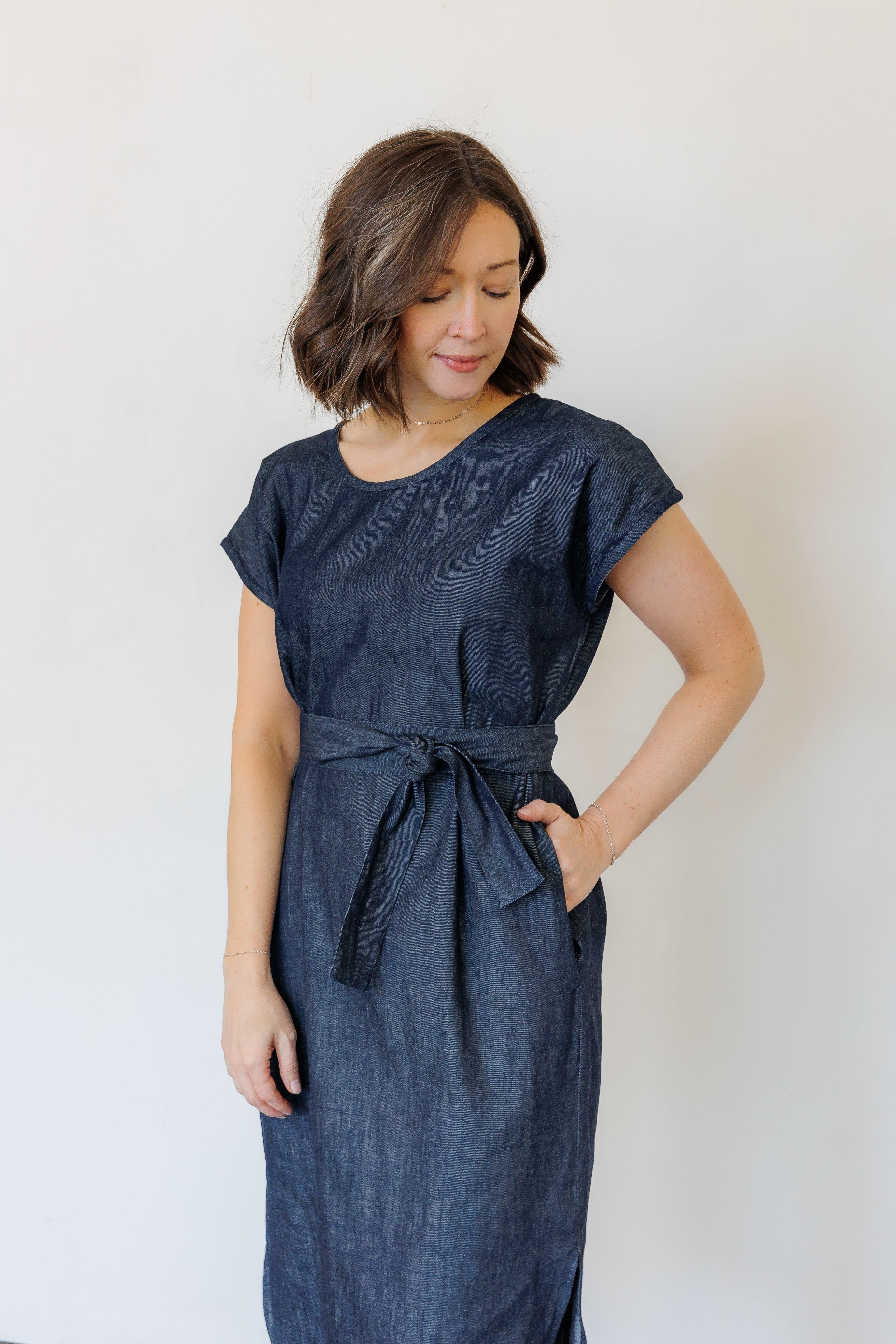 The Serene Kaftan Dress in Denim