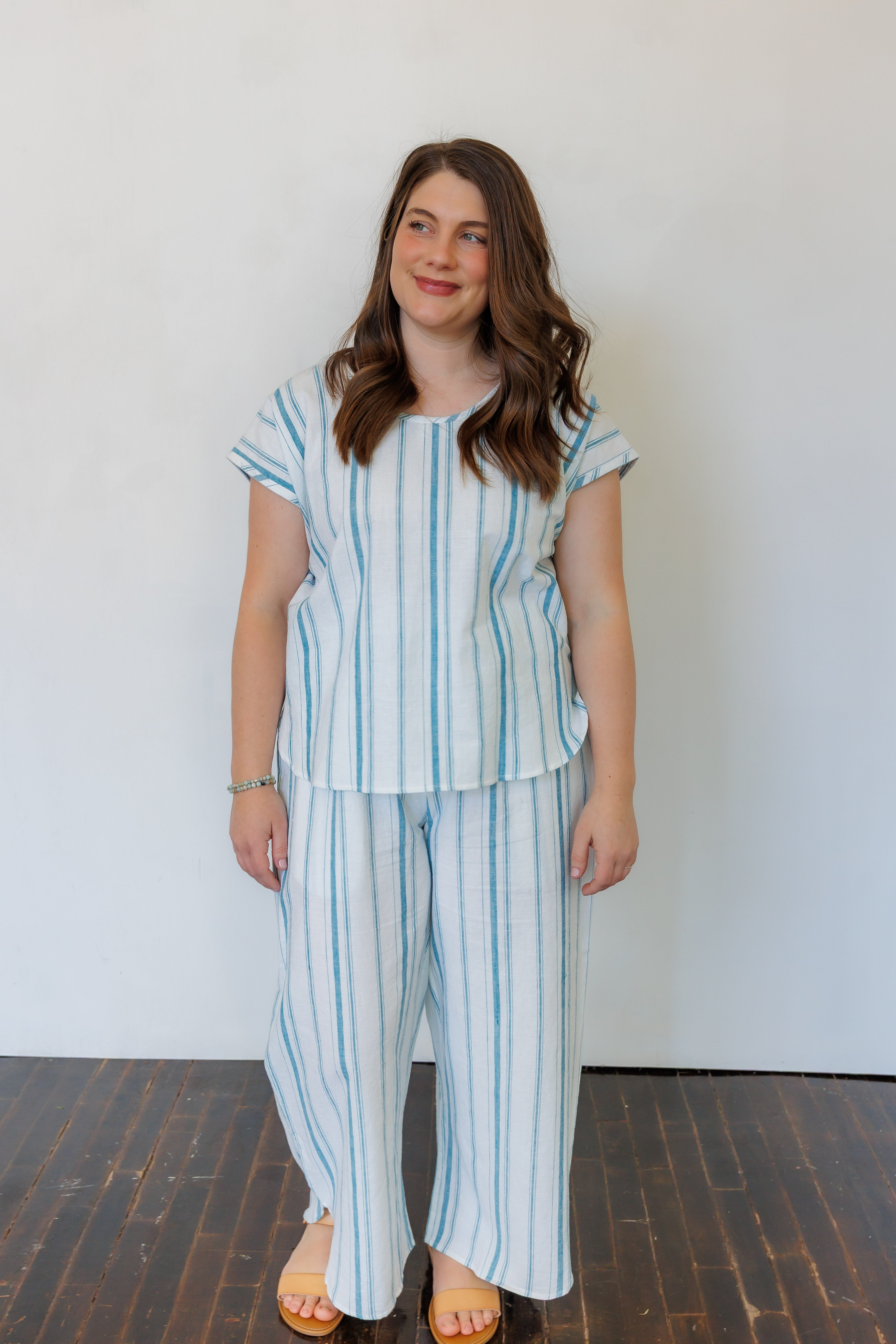 The Oasis Pants in Aegean Stripe