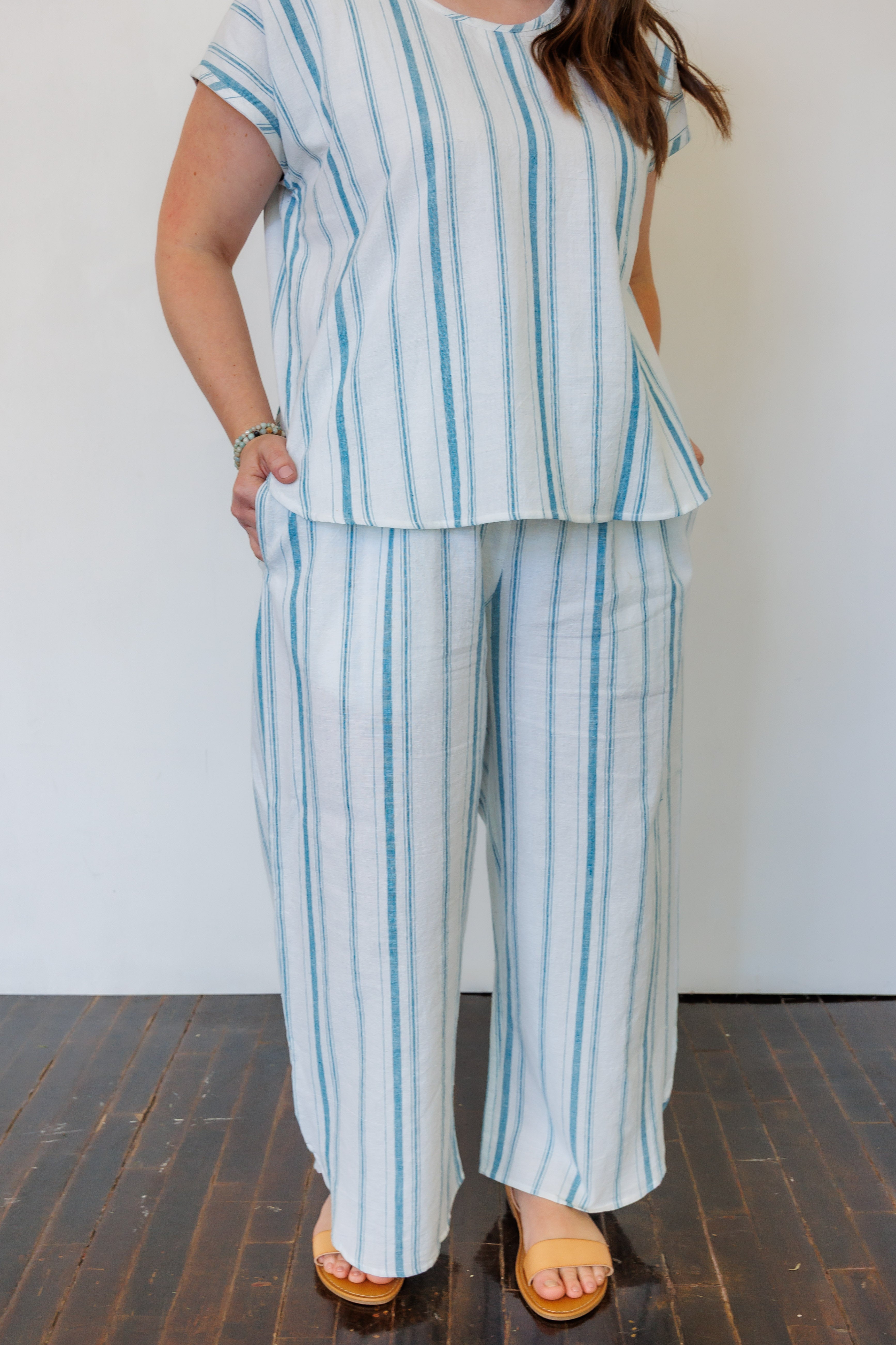 The Oasis Pants in Aegean Stripe