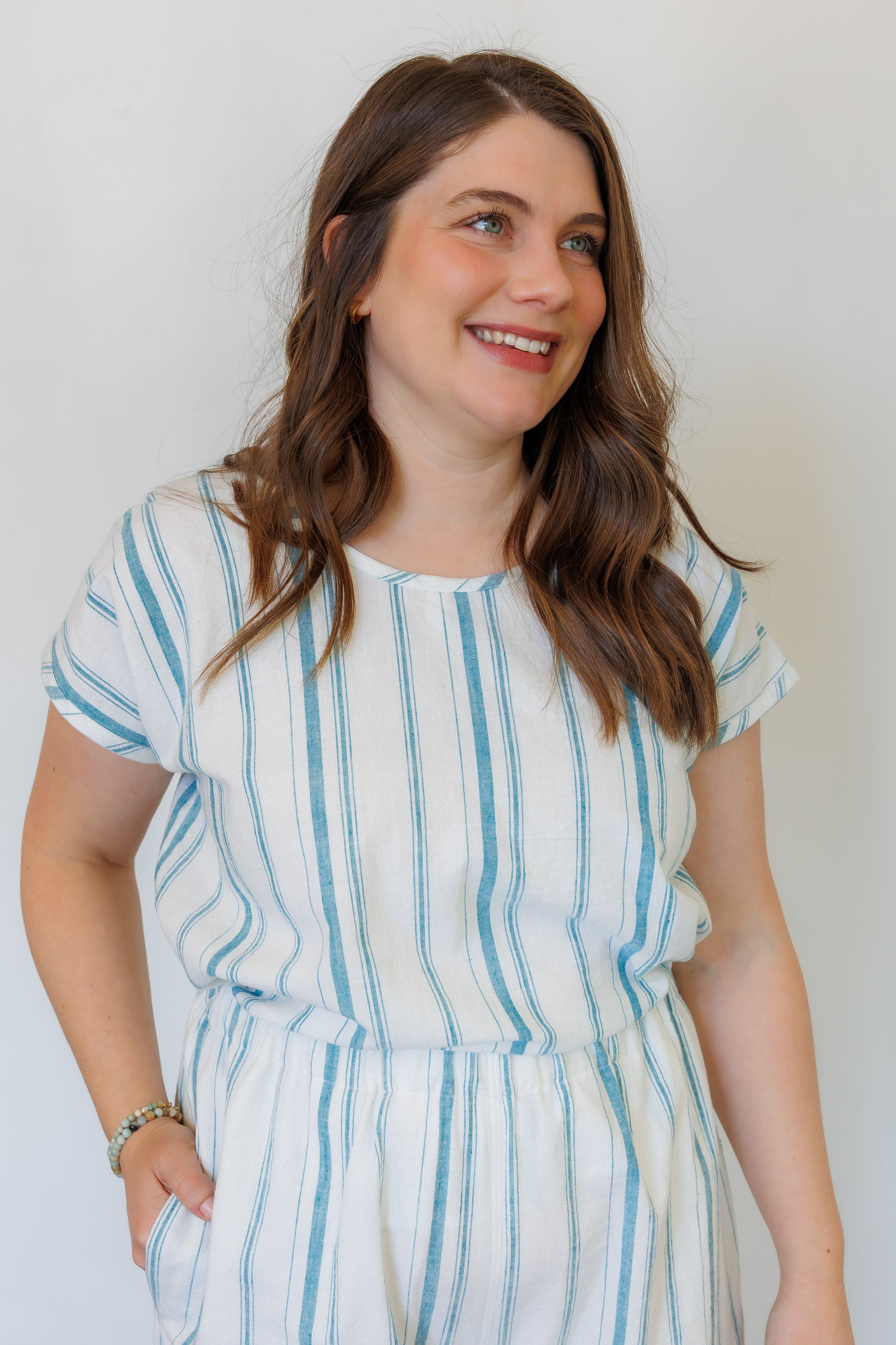 The Oasis Shirt in Aegean Stripe
